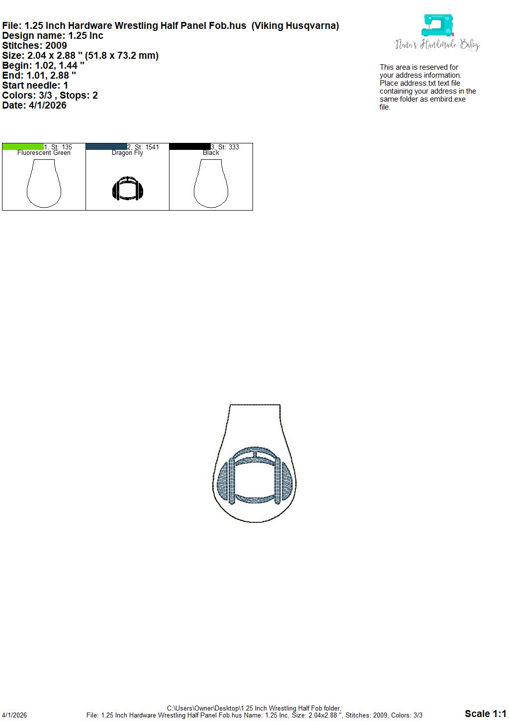 SPORTS Half Panel Fob SET 20 Designs Included – REQUIRES 1.25″ Clamp Hardware – Digital Embroidery Design