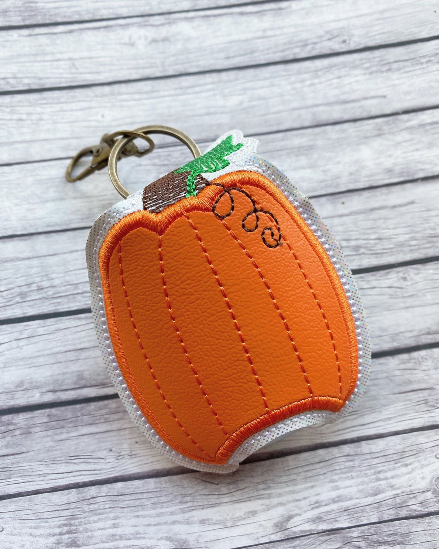 Pumpkin Applique Sanitizer Holder 5x7- DIGITAL Embroidery DESIGN
