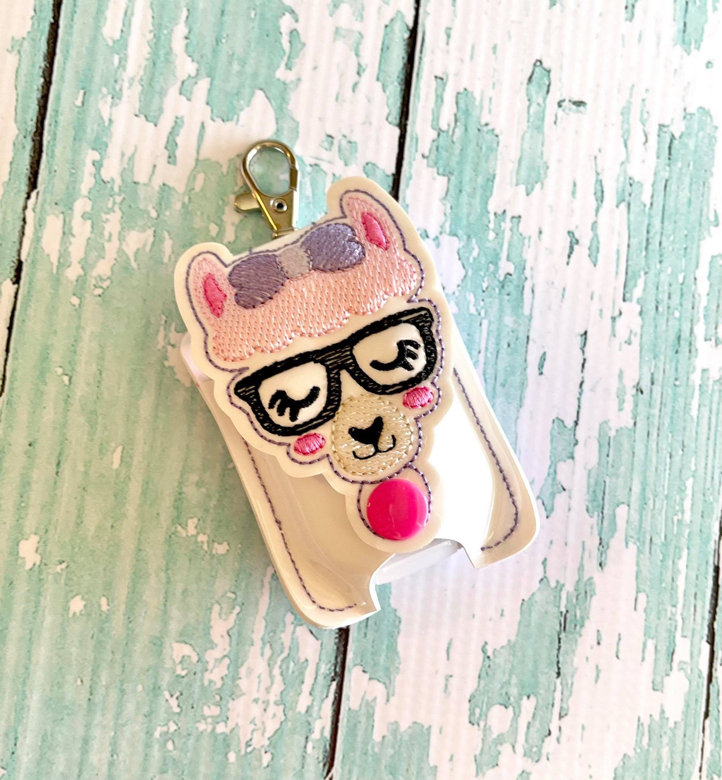 Nerdy Llama Applique Fold Over Sanitizer Holder 5x7- DIGITAL Embroidery DESIGN