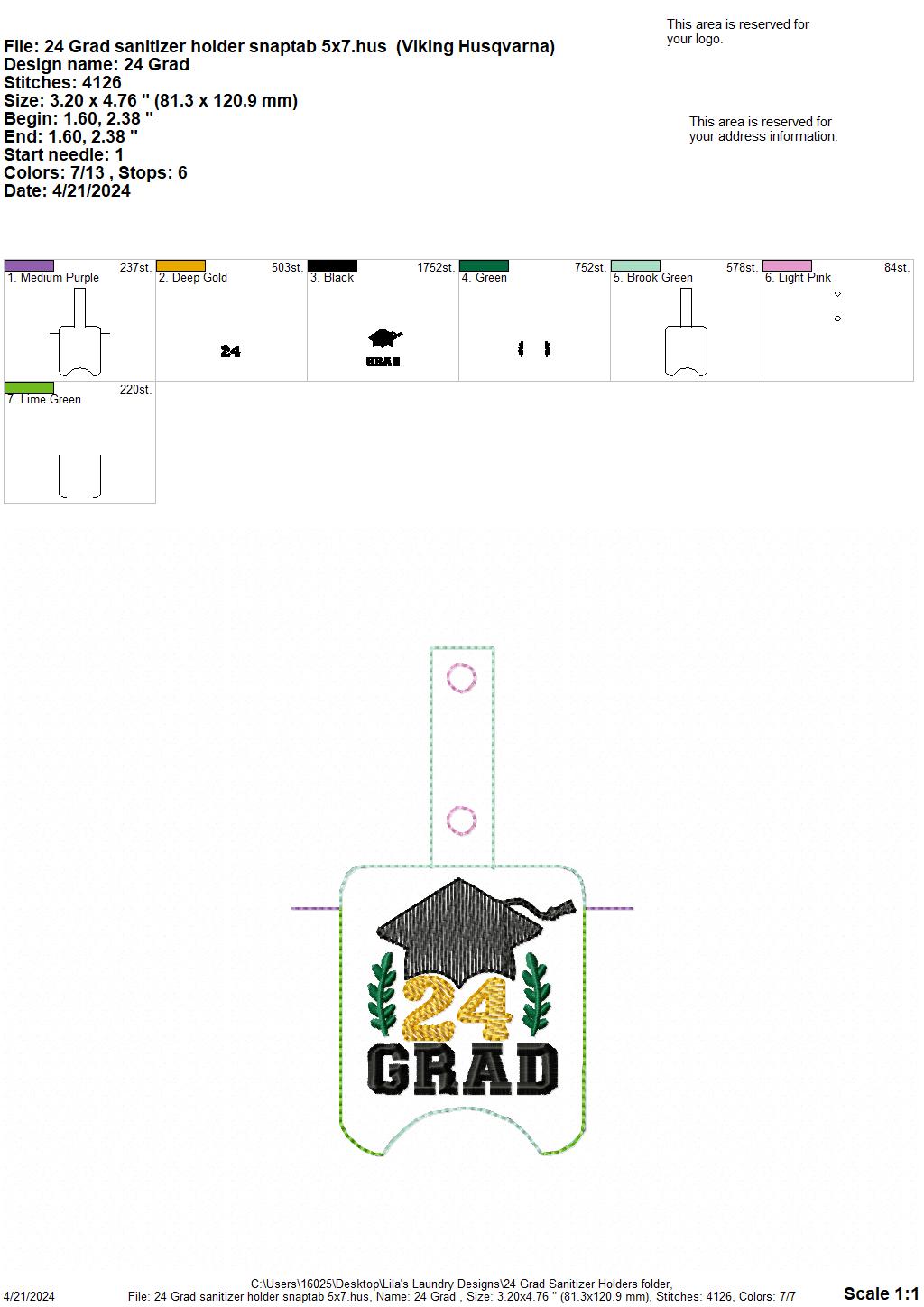 24 Grad Sanitizer Holders - Digital Embroidery Design