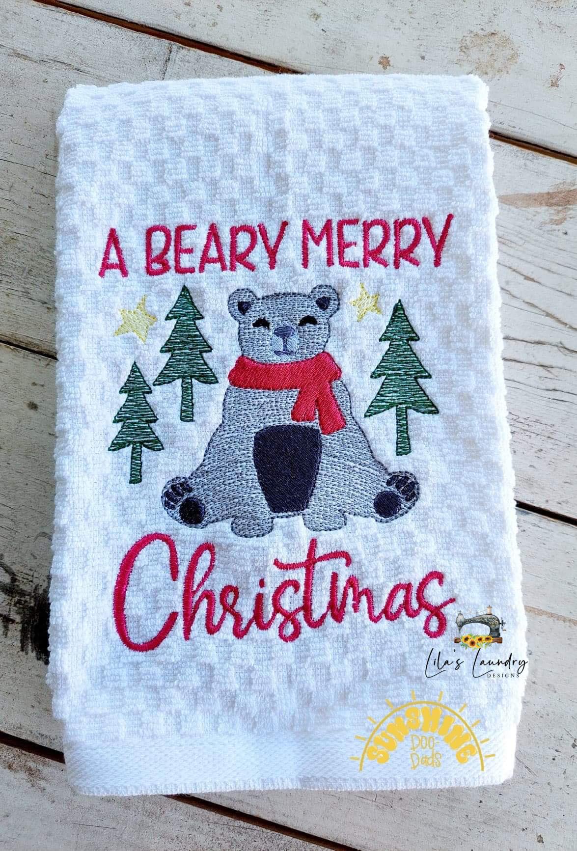 Beary Merry Christmas - 4 sizes- Digital Embroidery Design