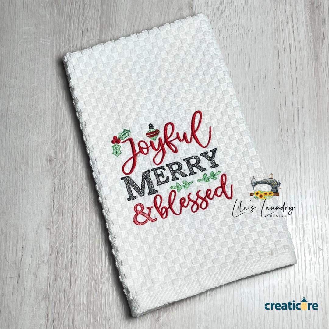 Joyful Merry & Blessed - 4 sizes- Digital Embroidery Design