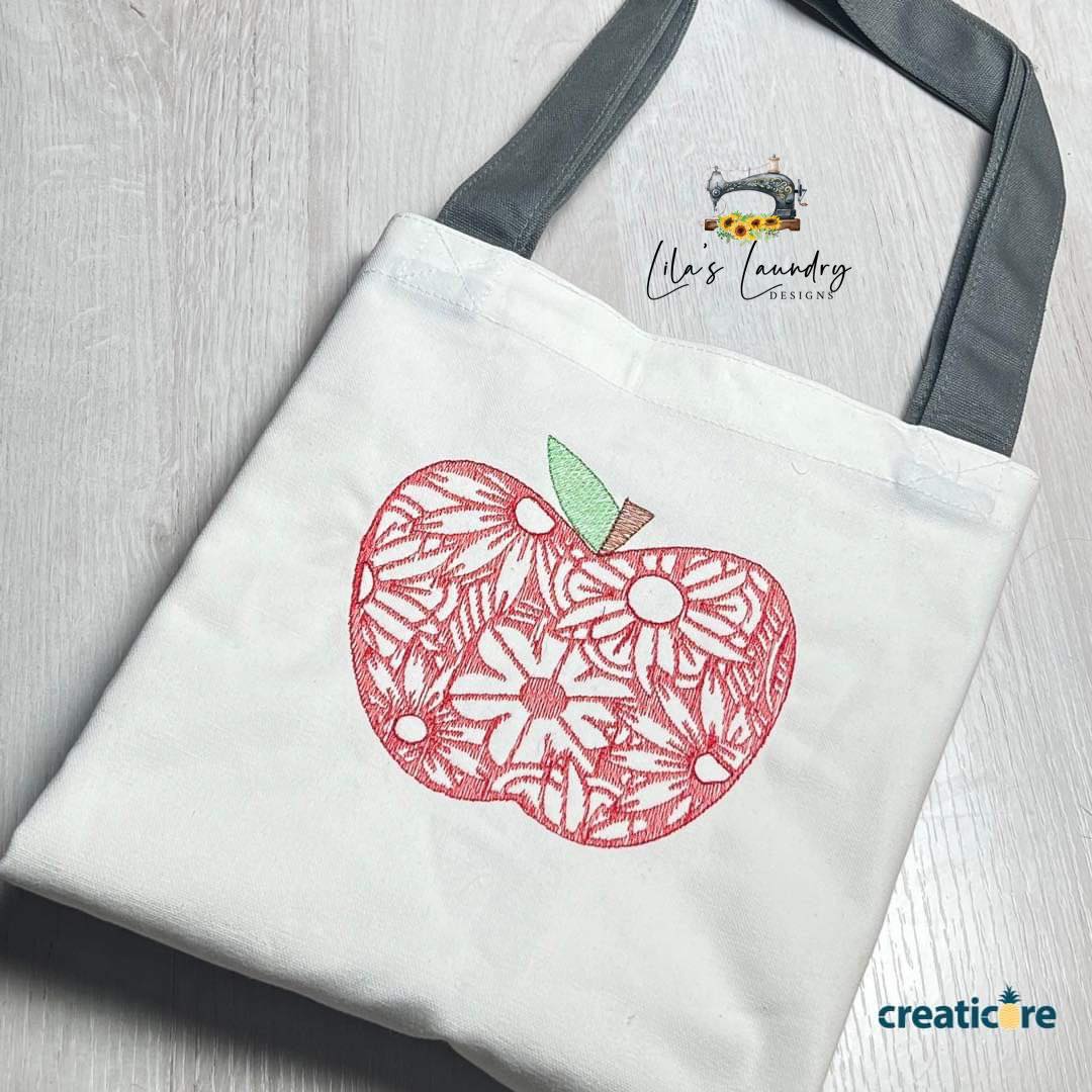 Apple Zentangle - 3 sizes- Digital Embroidery Design