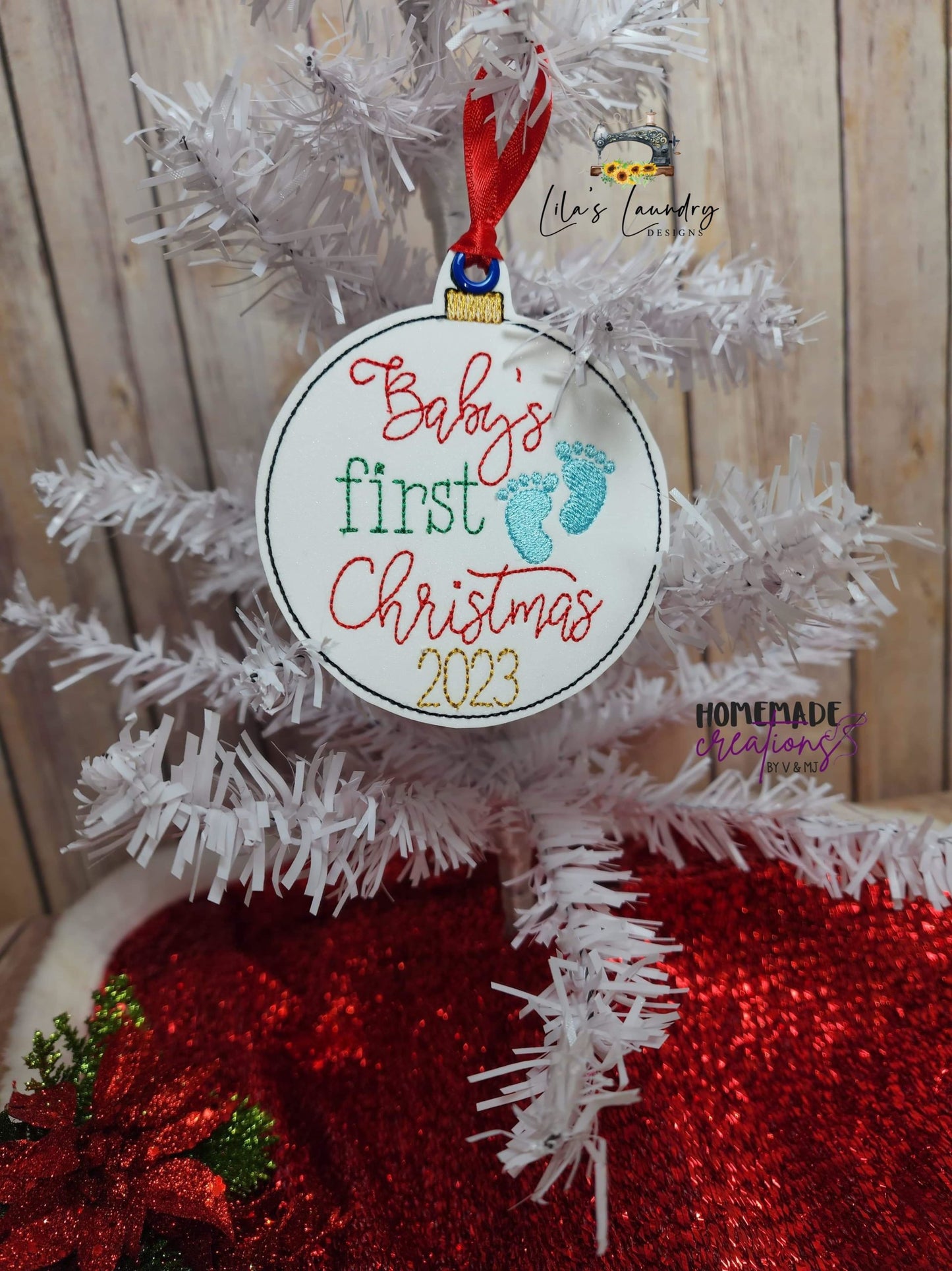 Baby's First Christmas 2023 Ornament - Digital Embroidery Design