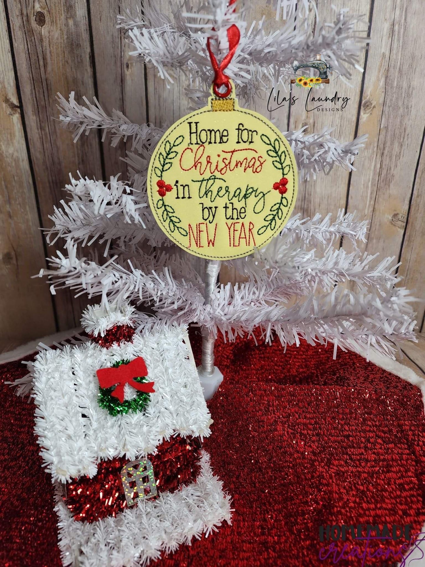 Home for Christmas Ornament - Digital Embroidery Design