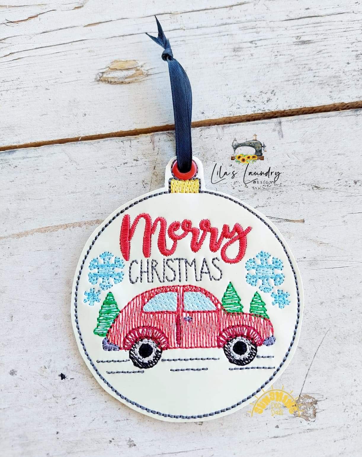 Merry Christmas Bug Ornament - Digital Embroidery Design
