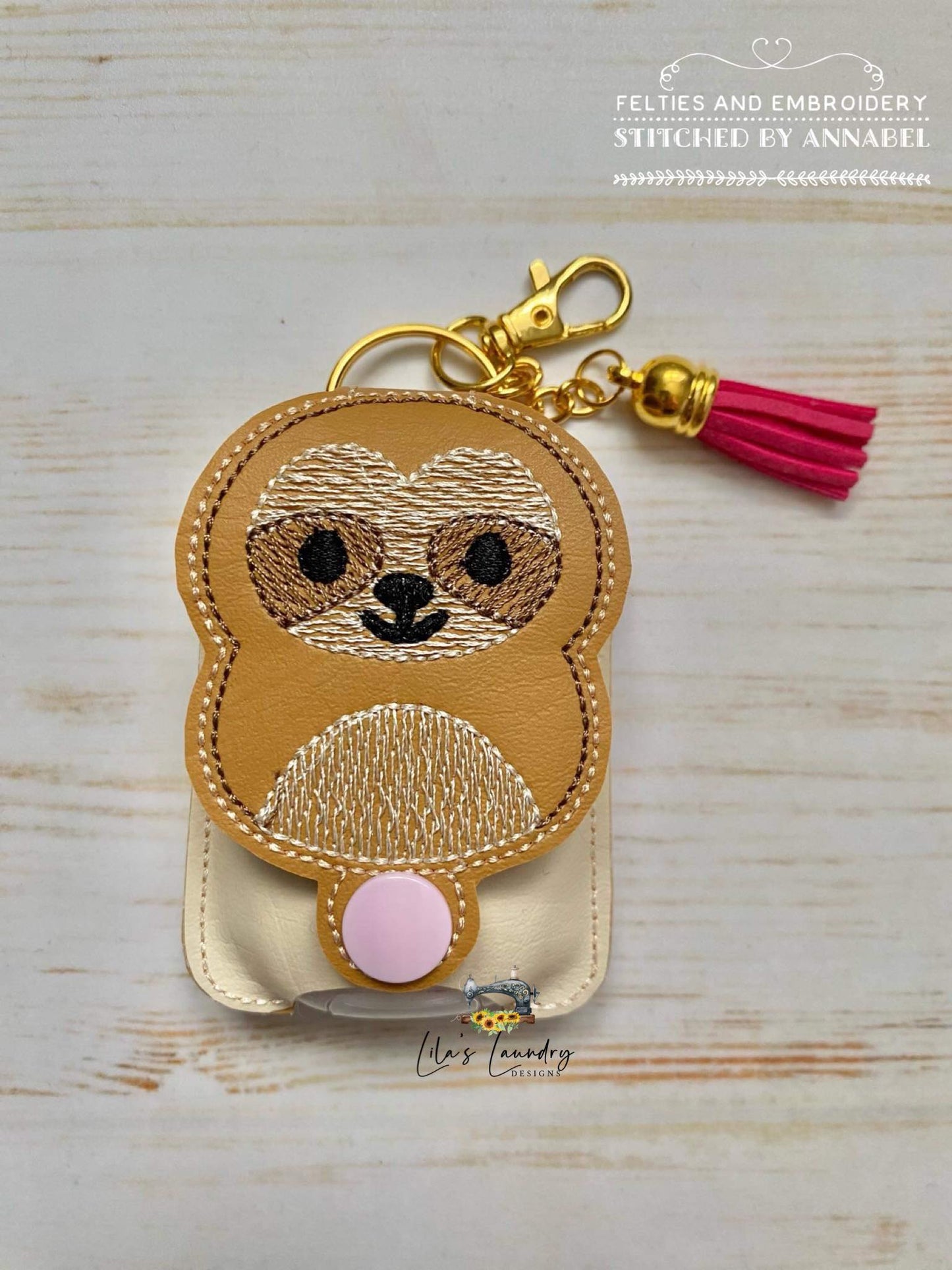Sloth Squish Squad Applique Fold Over Sanitizer Holder 5x7- DIGITAL Embroidery DESIGN