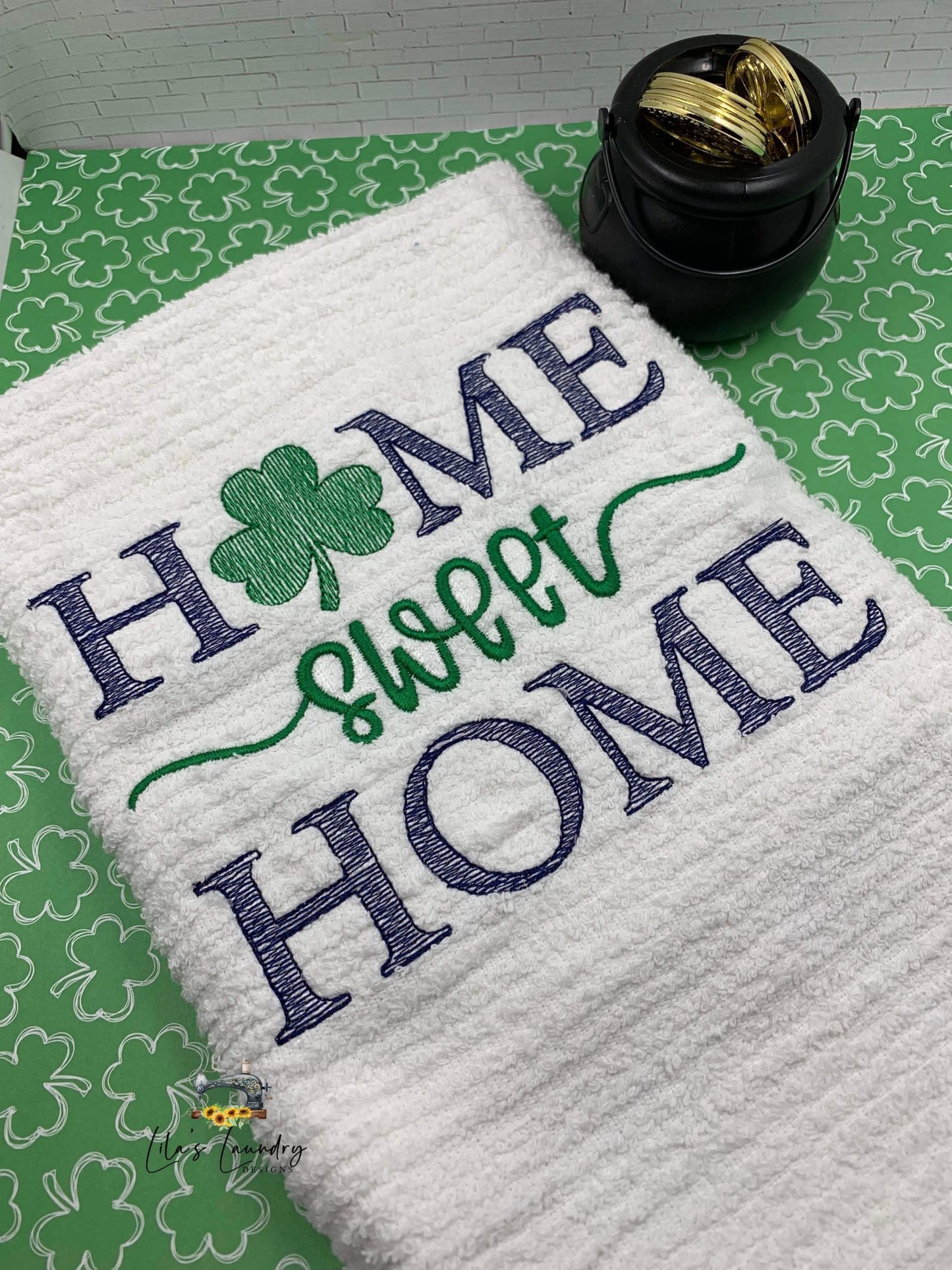 Home Sweet Home Shamrock - 4 sizes- Digital Embroidery Design
