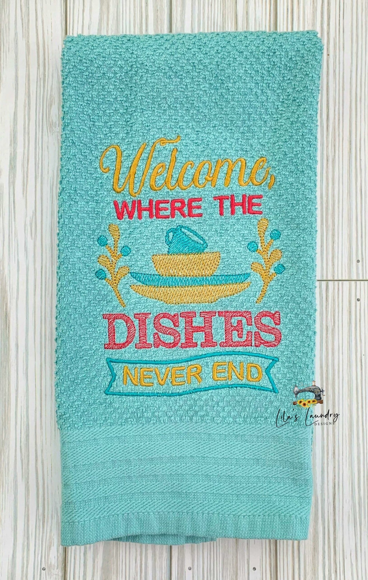 Dishes Never End - 3 sizes- Digital Embroidery Design