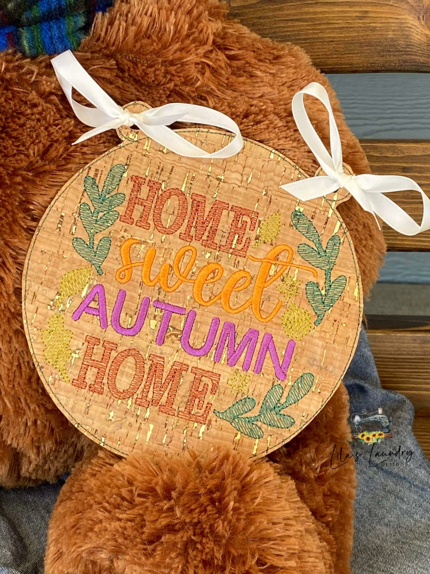 Home Sweet Autumn Home Door Sign - 3 sizes - Digital Embroidery Design