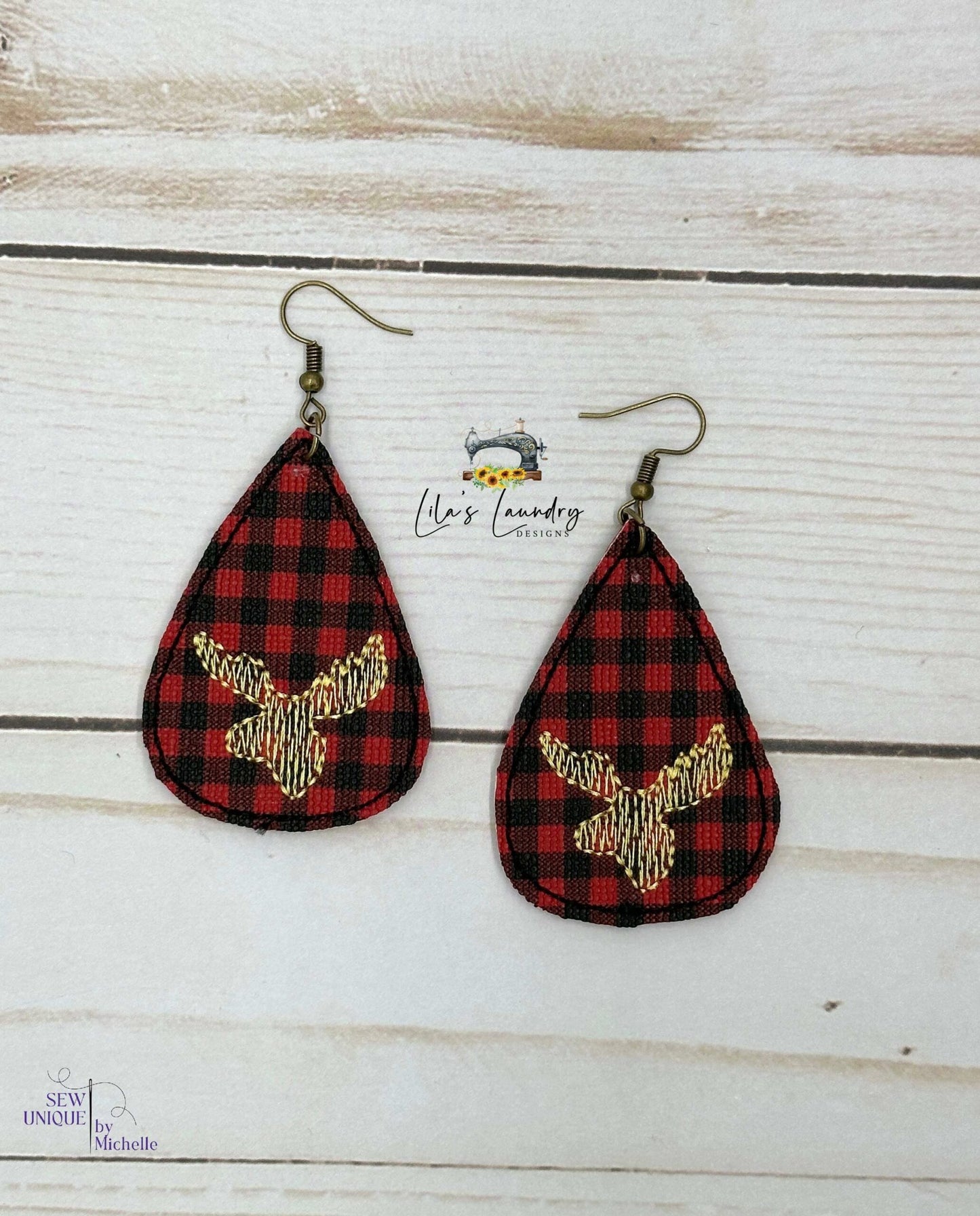 Moose Earrings - 2 inch - Digital Embroidery Design