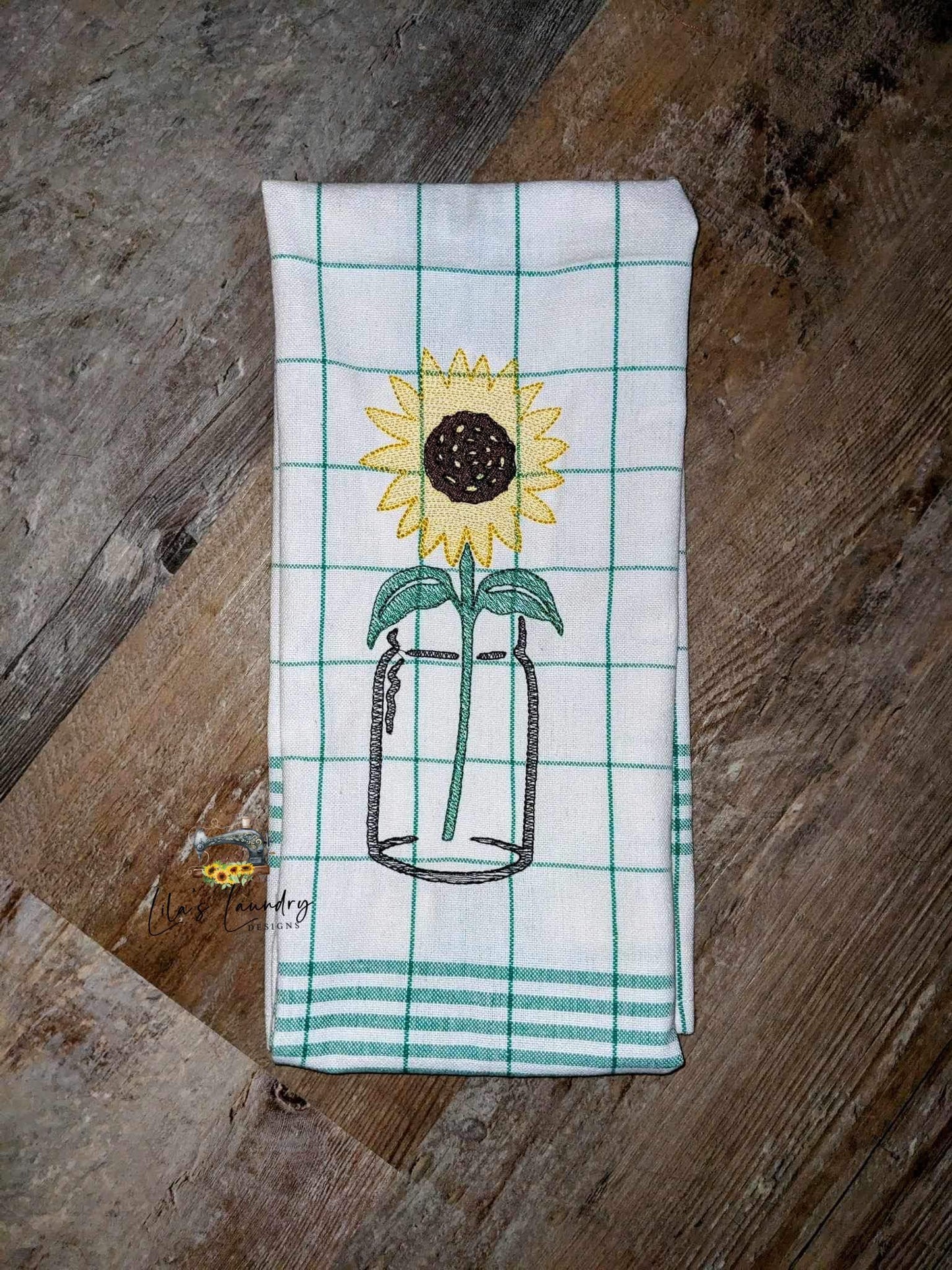 Sunflower Mason Jar - 3 sizes- Digital Embroidery Design