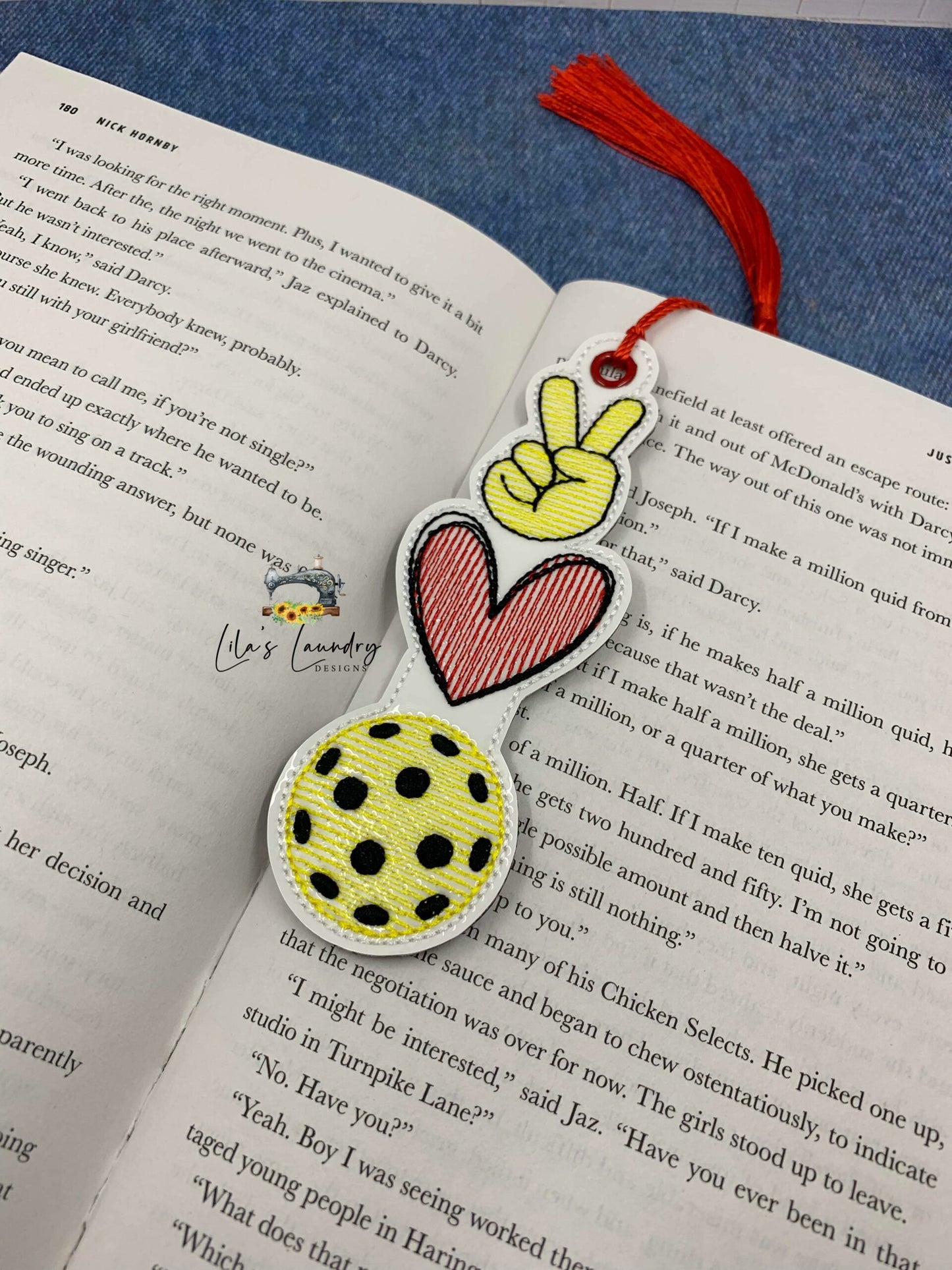 Peace Love Pickleball Bookmark - Digital Embroidery Design