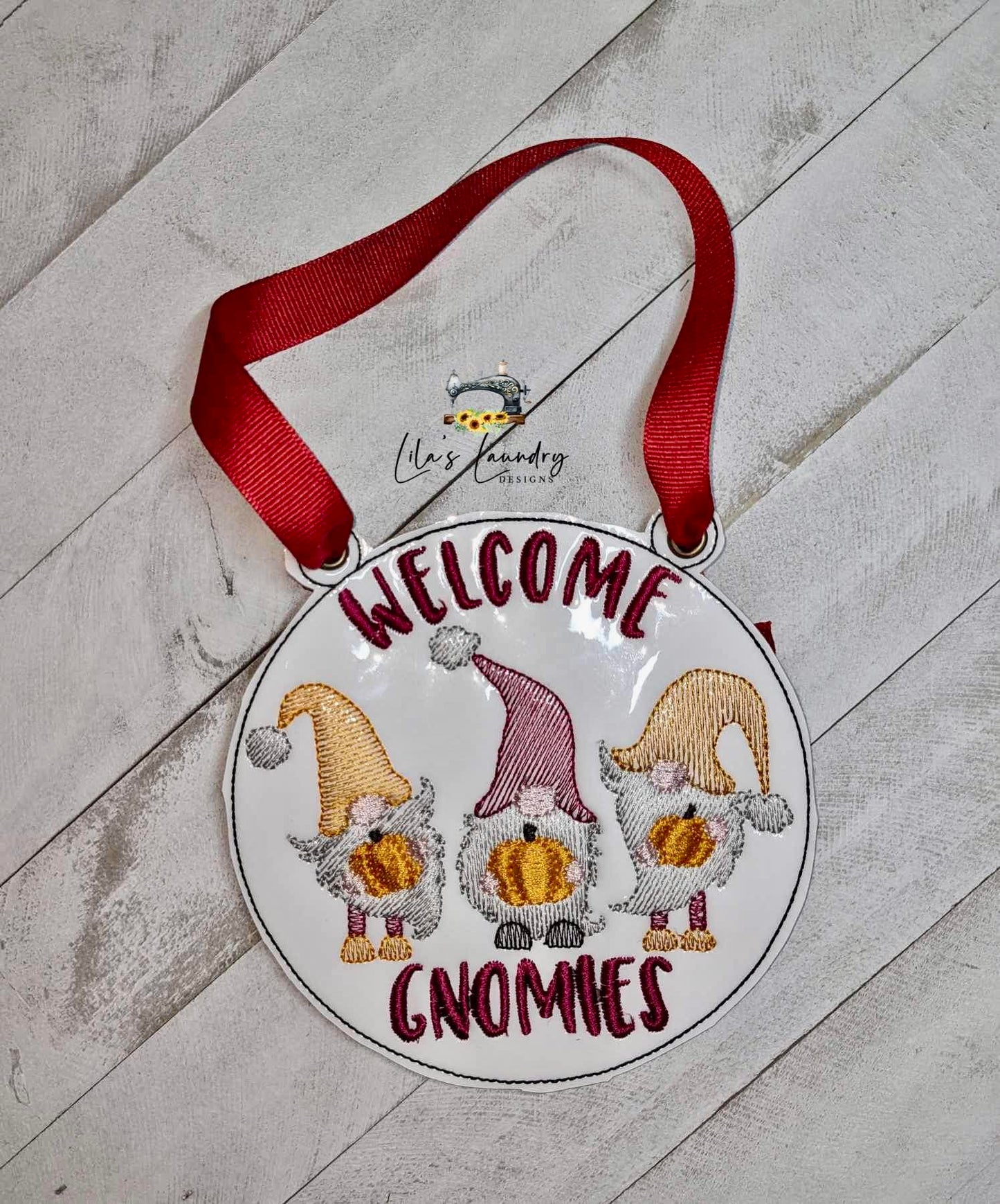Welcome Gnomies Door Sign - 3 sizes - Digital Embroidery Design