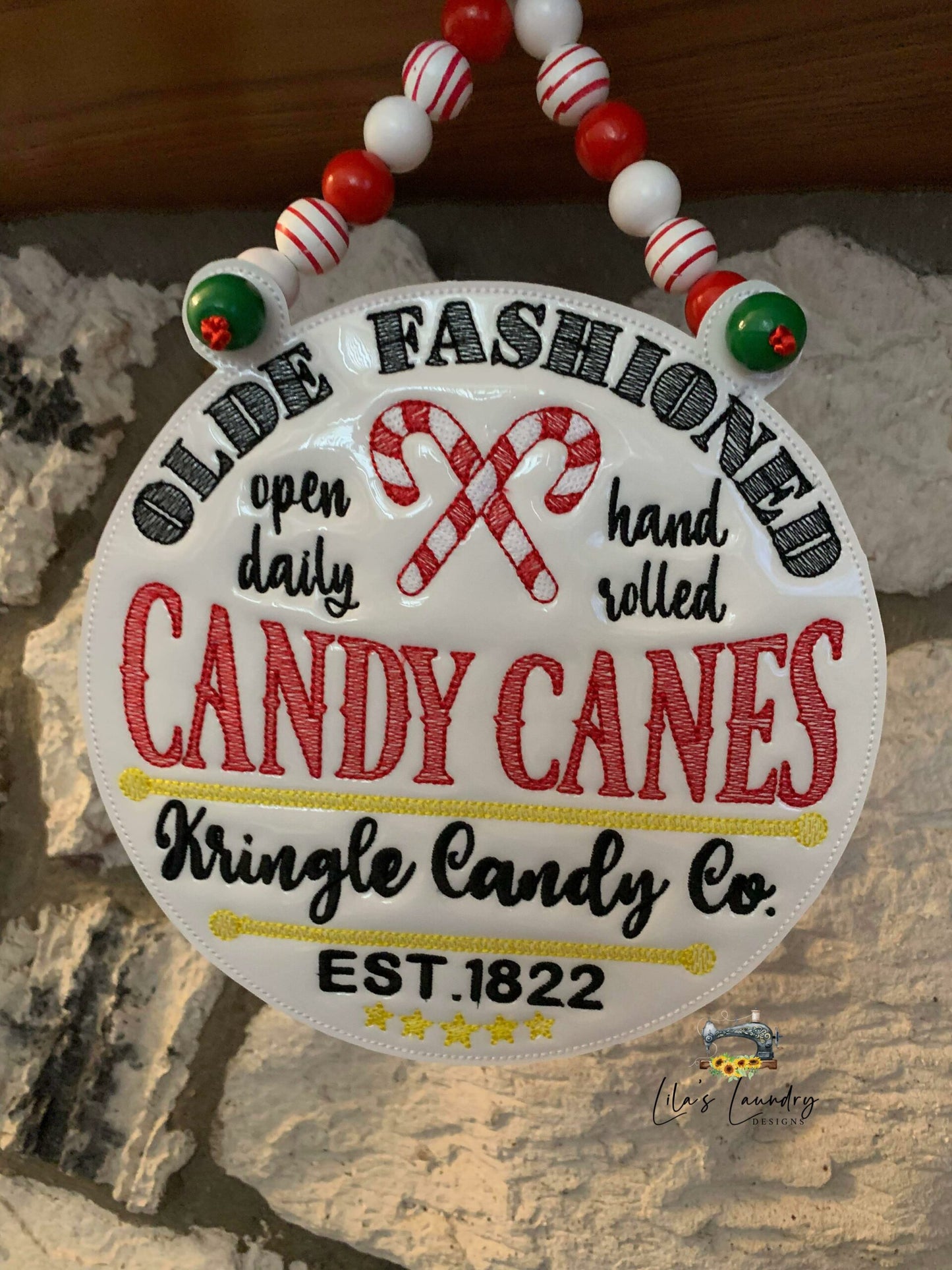 Olde Fashioned Candy Canes Door Sign - 3 sizes - Digital Embroidery Design
