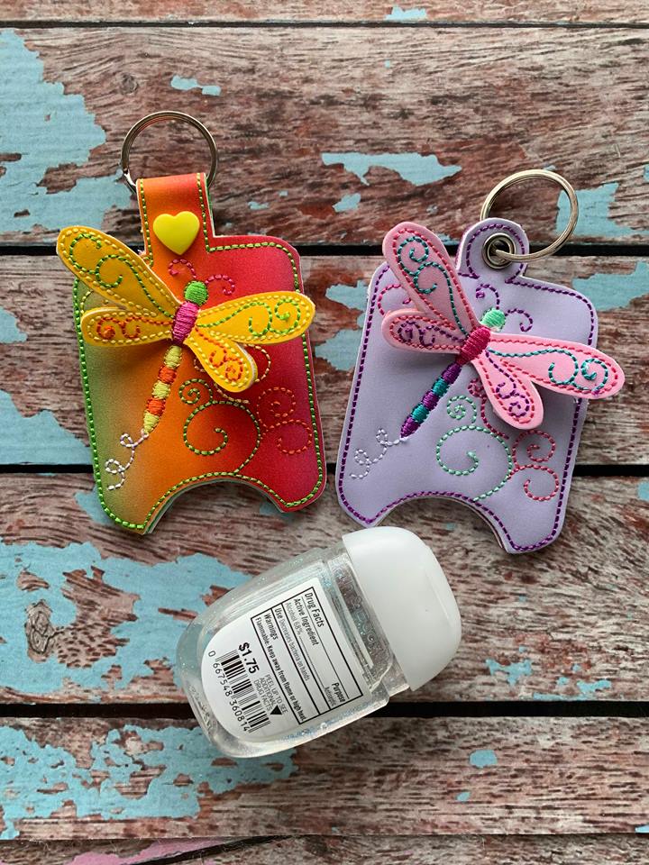 3D Dragonfly Sanitizer Holders 4x4 and 5x7 included- Embroidery Design - DIGITAL Embroidery DESIGN
