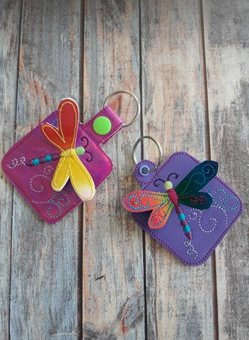 3D Dragonfly Fobs- 4x4 and 5x7 grouped- Embroidery Design - DIGITAL Embroidery DESIGN