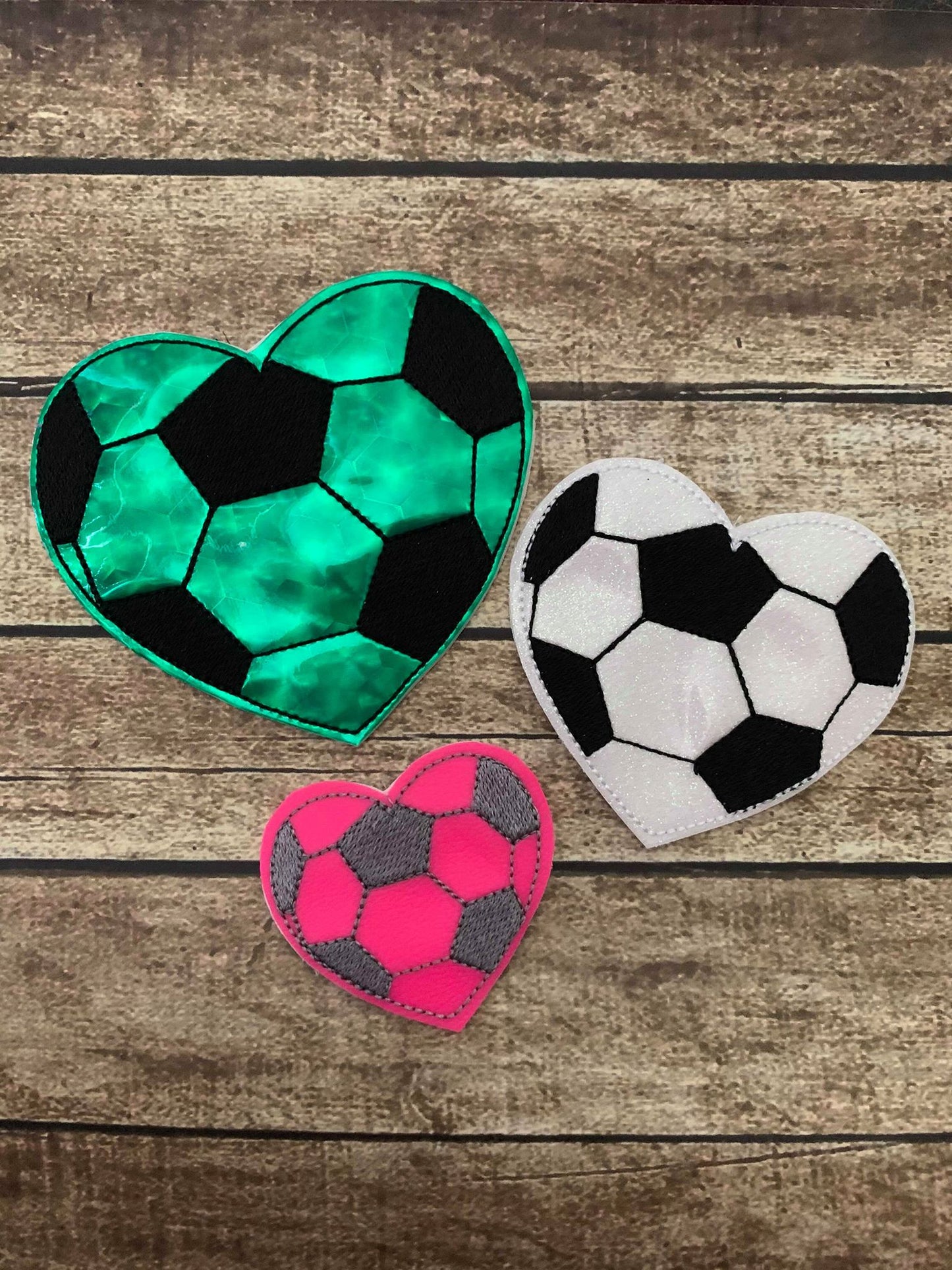 Soccer Heart Felties - 3 sizes - 4x4 and 5x7 Grouped- Digital Embroidery Design