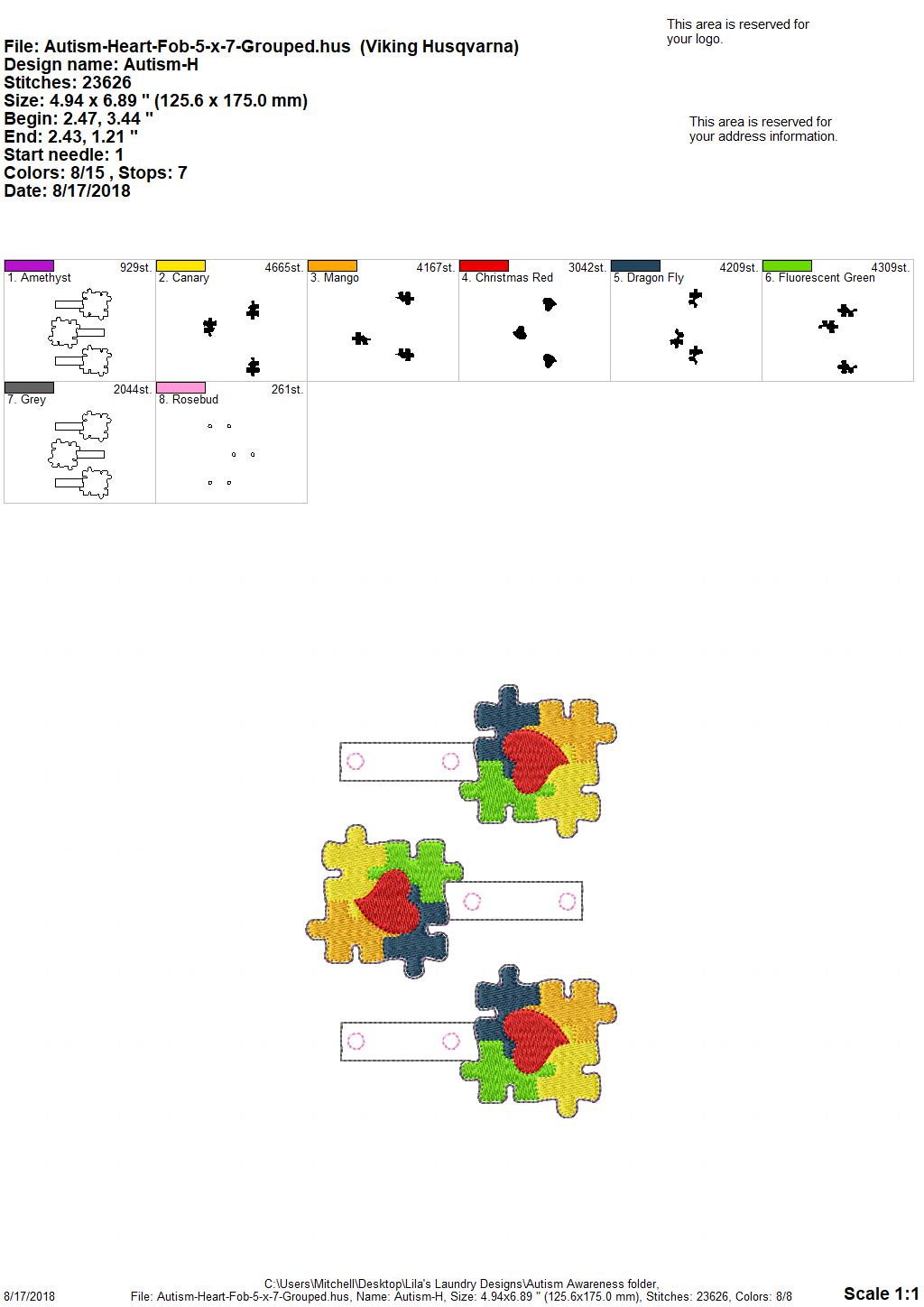 Autism Awareness Fobs 4x4 & 5x7 Groupe