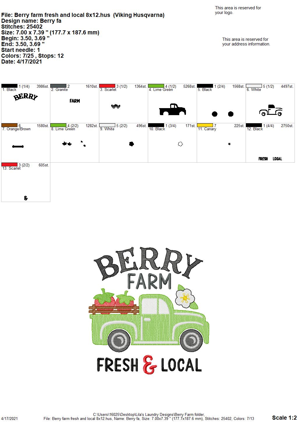 Berry Farm - 3 sizes- Digital Embroidery Design