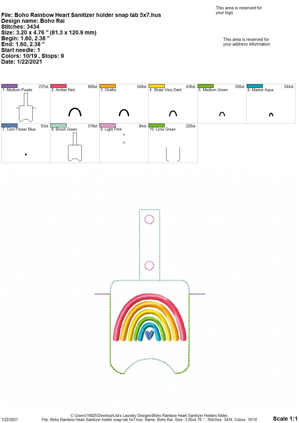 Boho Rainbow Heart Sanitizer Holders - DIGITAL Embroidery DESIGN