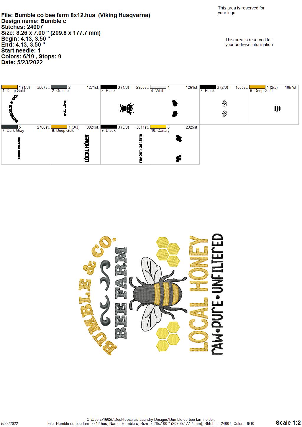 Bumble & Co Bee Farm - 3 sizes- Digital Embroidery Design