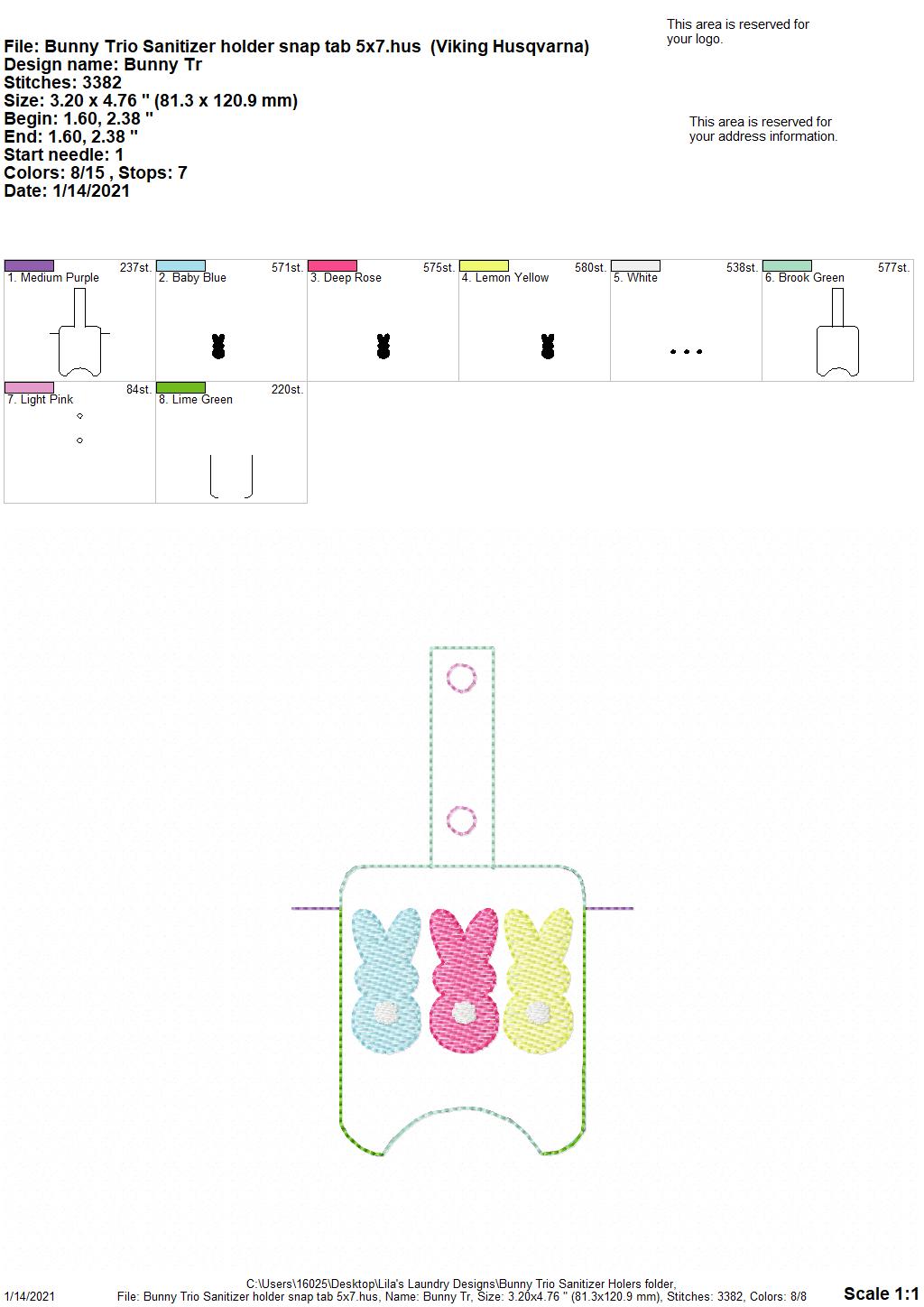 Bunny Trio Sanitizer Holders - DIGITAL Embroidery DESIGN