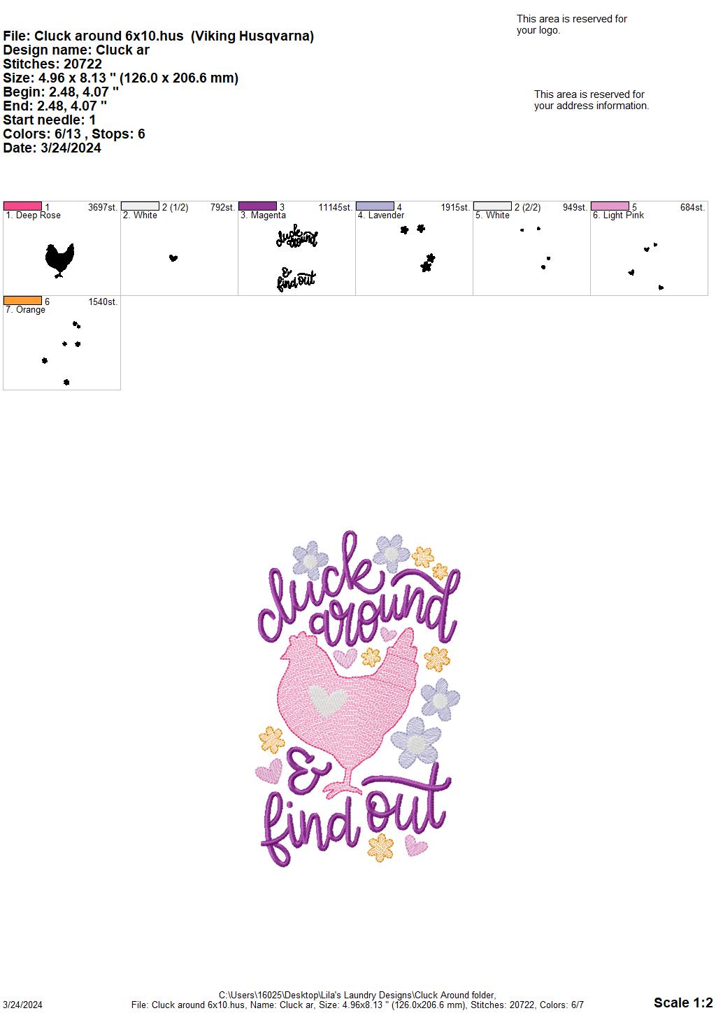 Cluck Around - 2 Sizes - Digital Embroidery Design