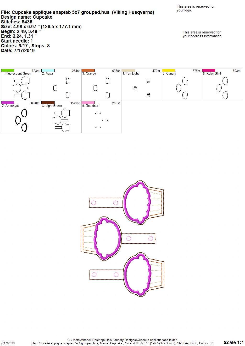 Cupcake Applique Fobs - DIGITAL Embroidery DESIGN