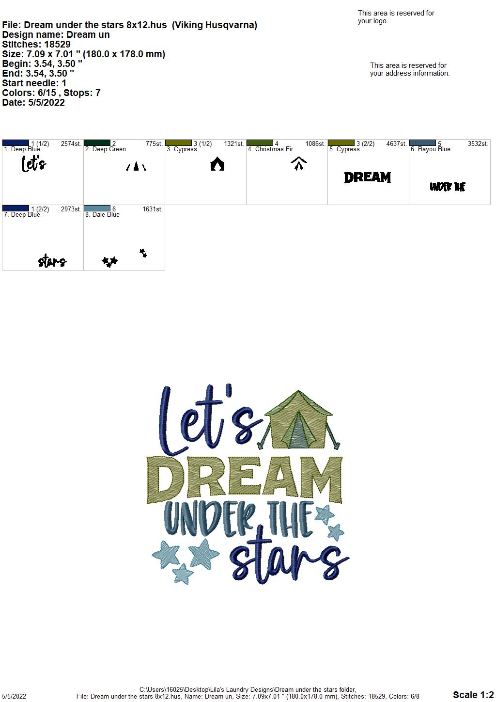 Dream Under the Stars - 3 sizes- Digital Embroidery Design