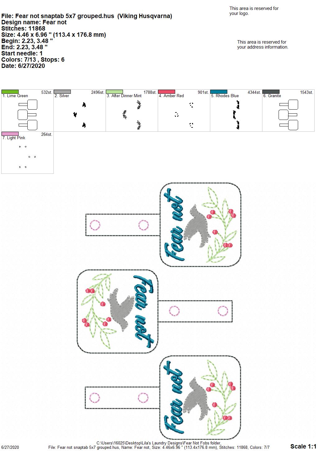 Fear Not Fobs - DIGITAL Embroidery DESIGN