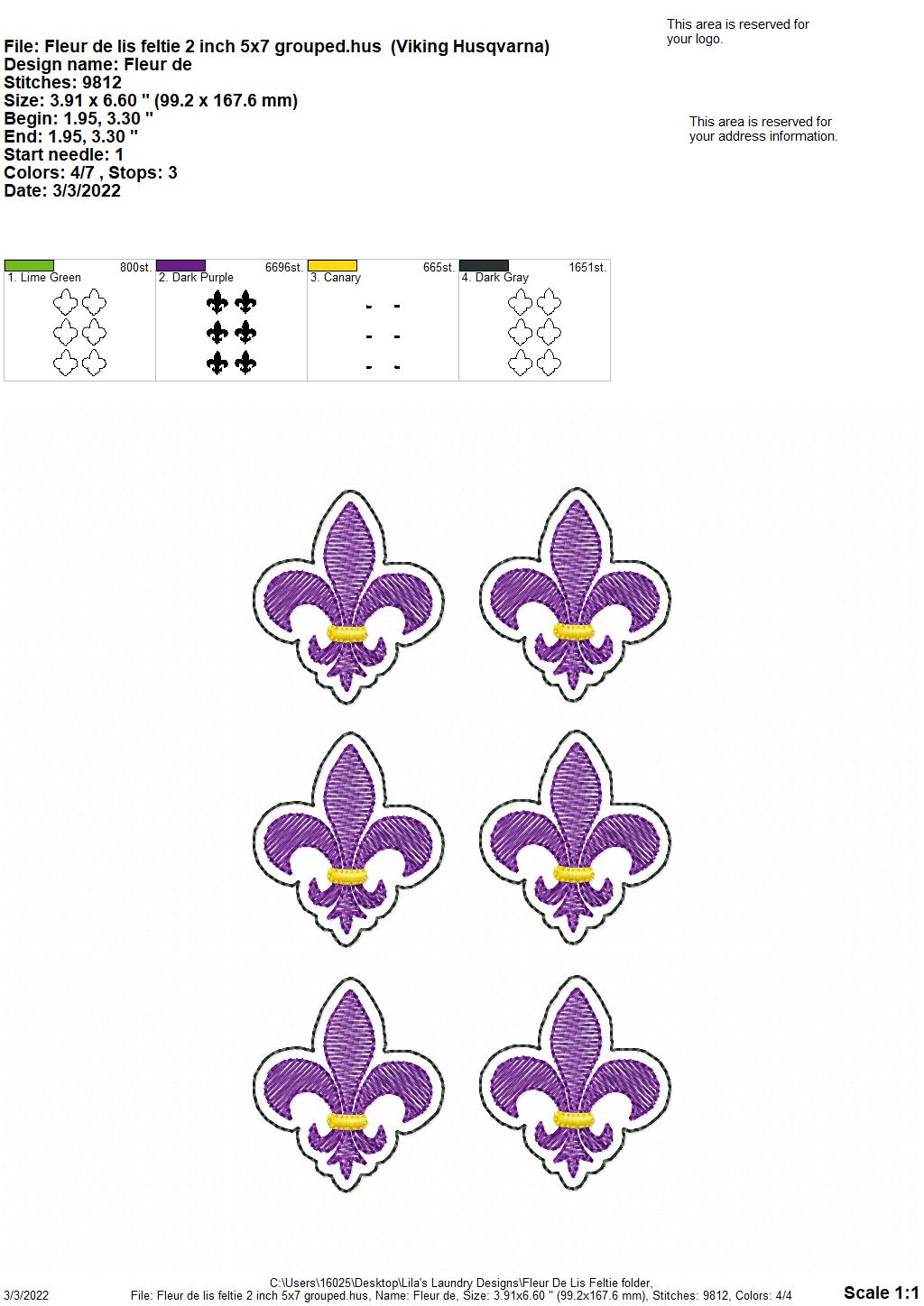 Fleur De Lis Feltie - Digital Embroidery Design