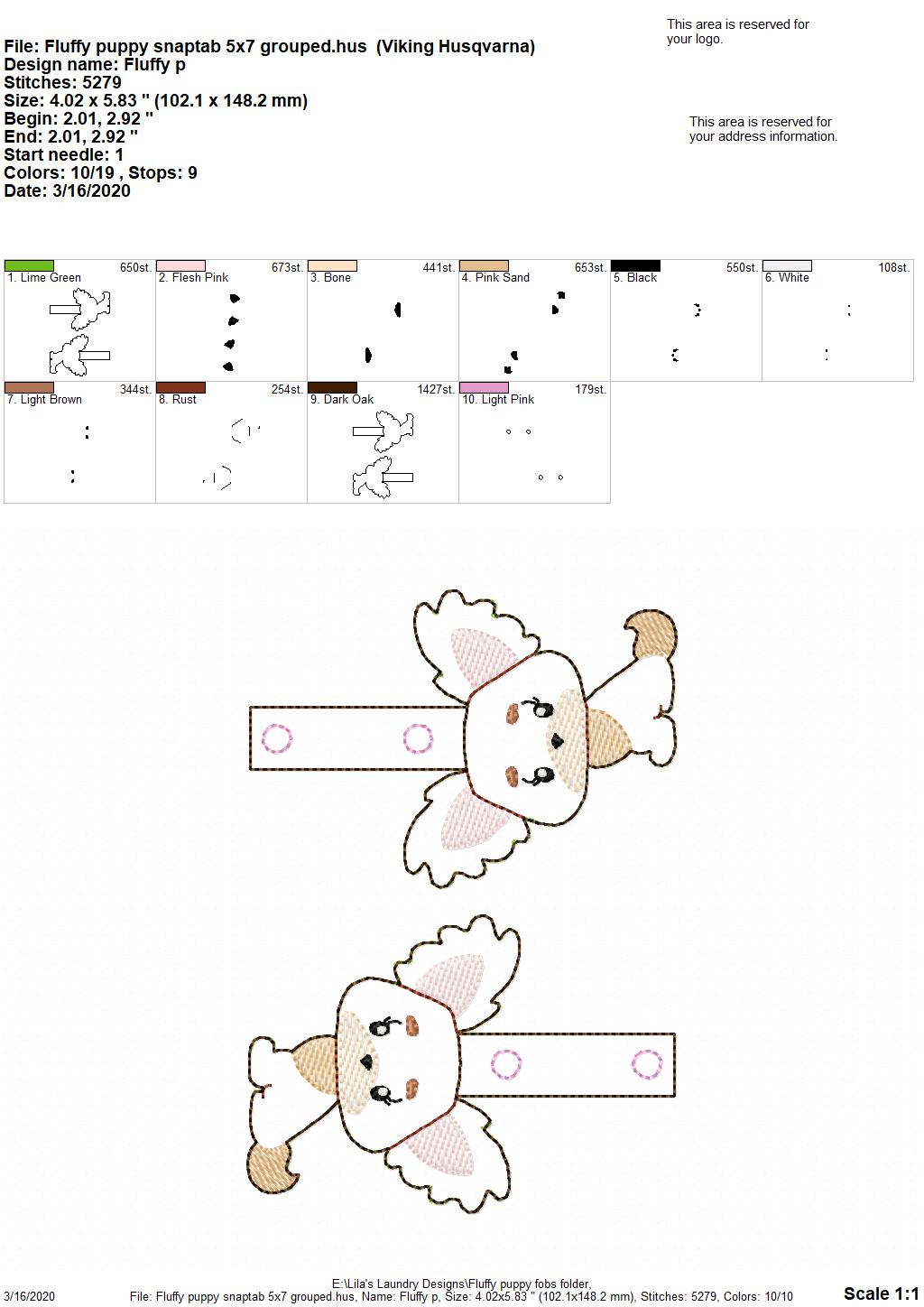 Fluffy Puppy Fobs - DIGITAL Embroidery DESIGN