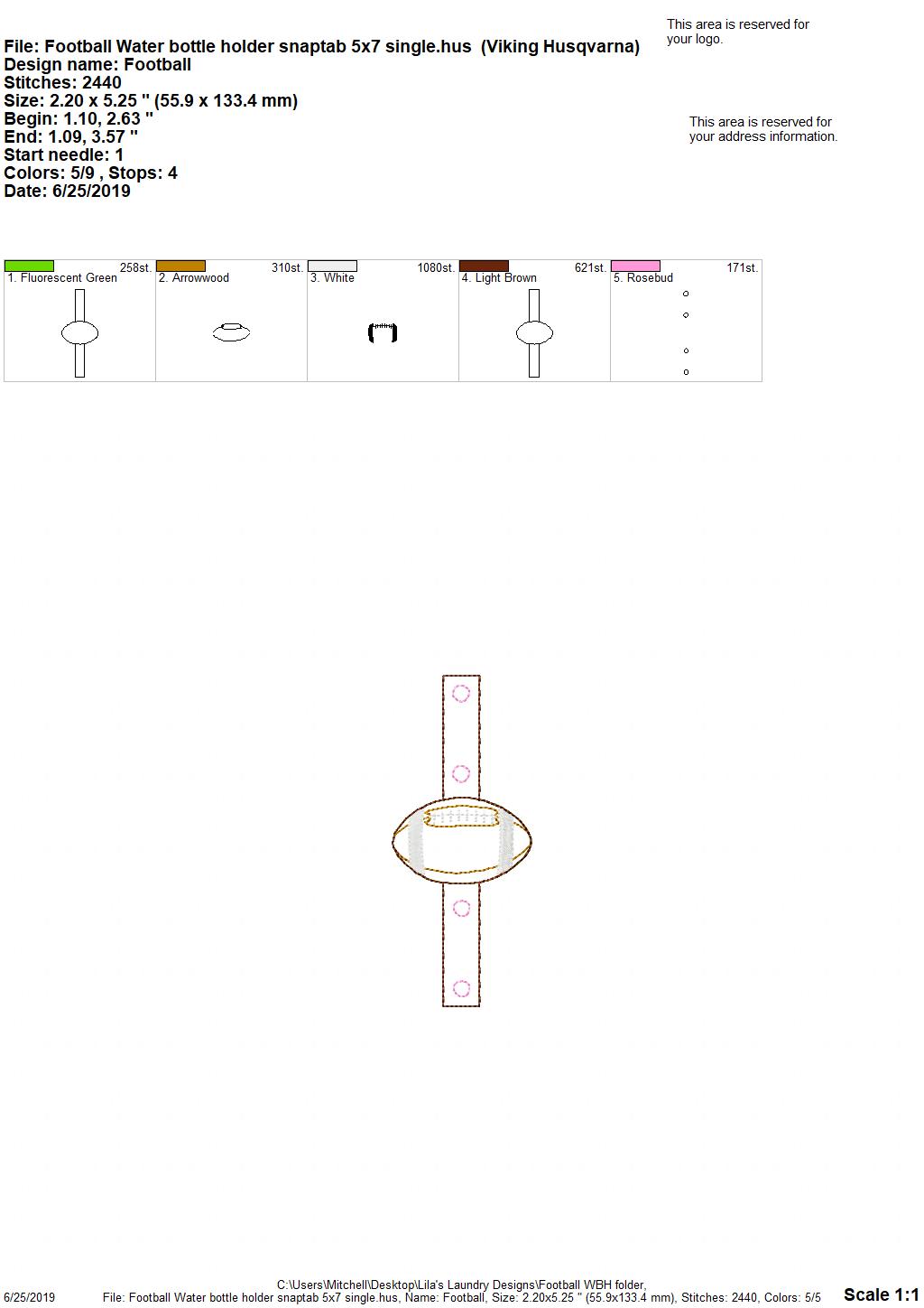 Football Water Bottle Holders - DIGITAL Embroidery DESIGN