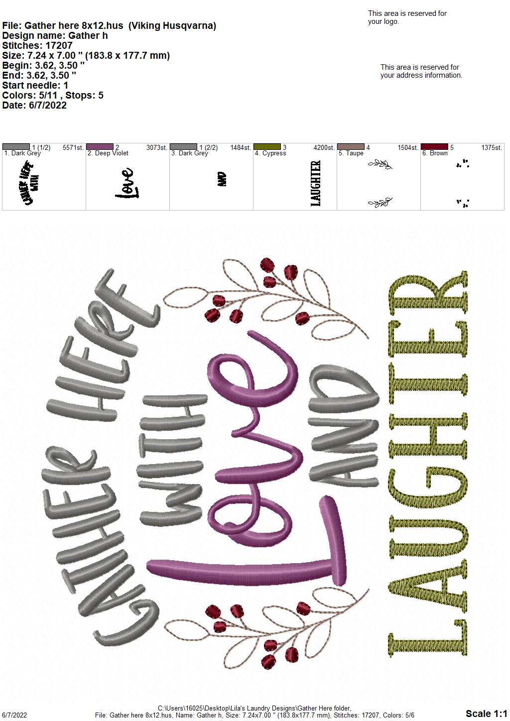 Gather Here - 3 sizes- Digital Embroidery Design