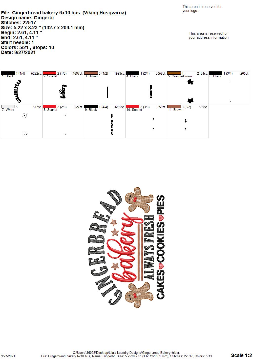 Gingerbread Bakery - 2 sizes- Digital Embroidery Design