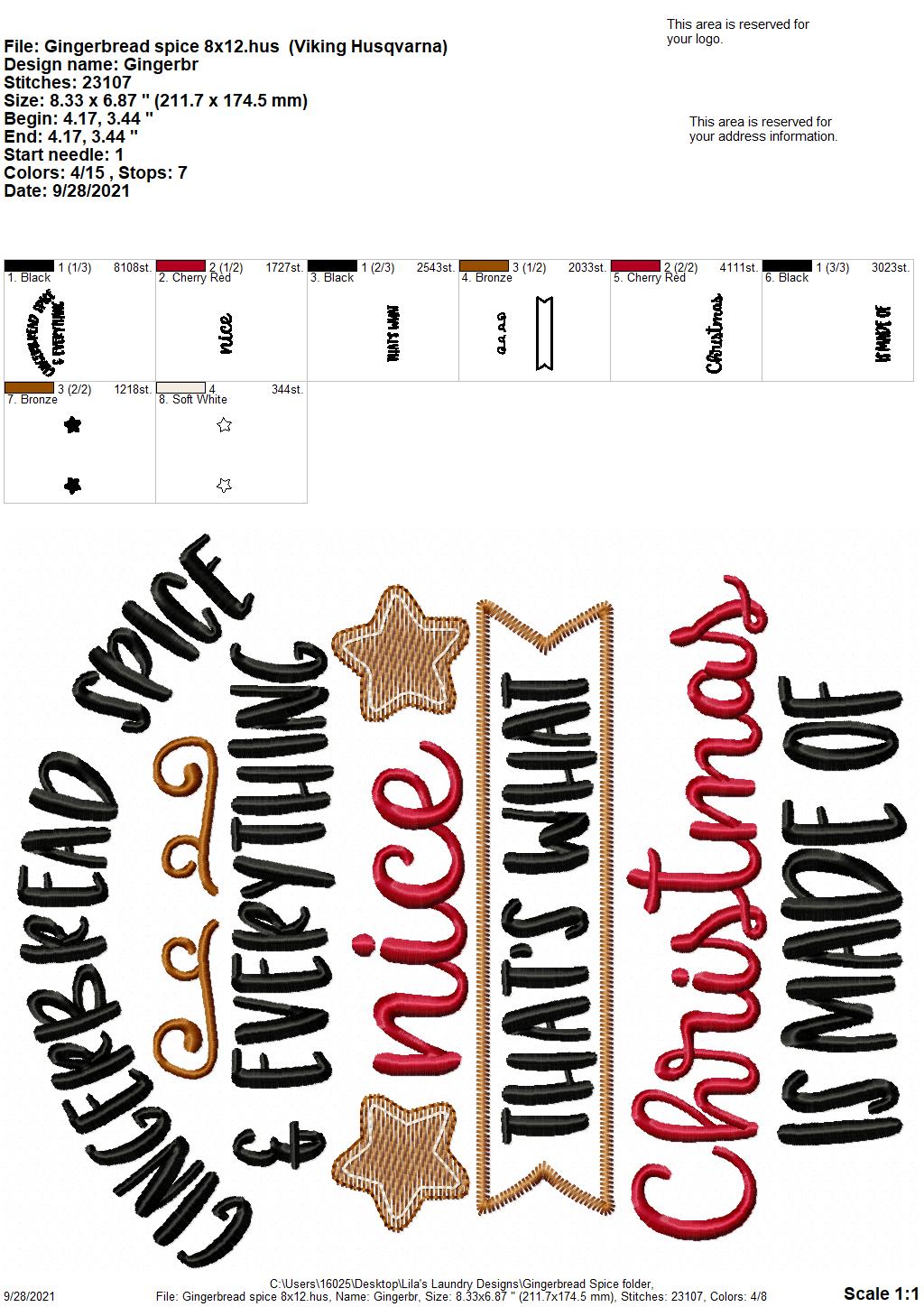 Gingerbread Spice - 3 sizes- Digital Embroidery Design