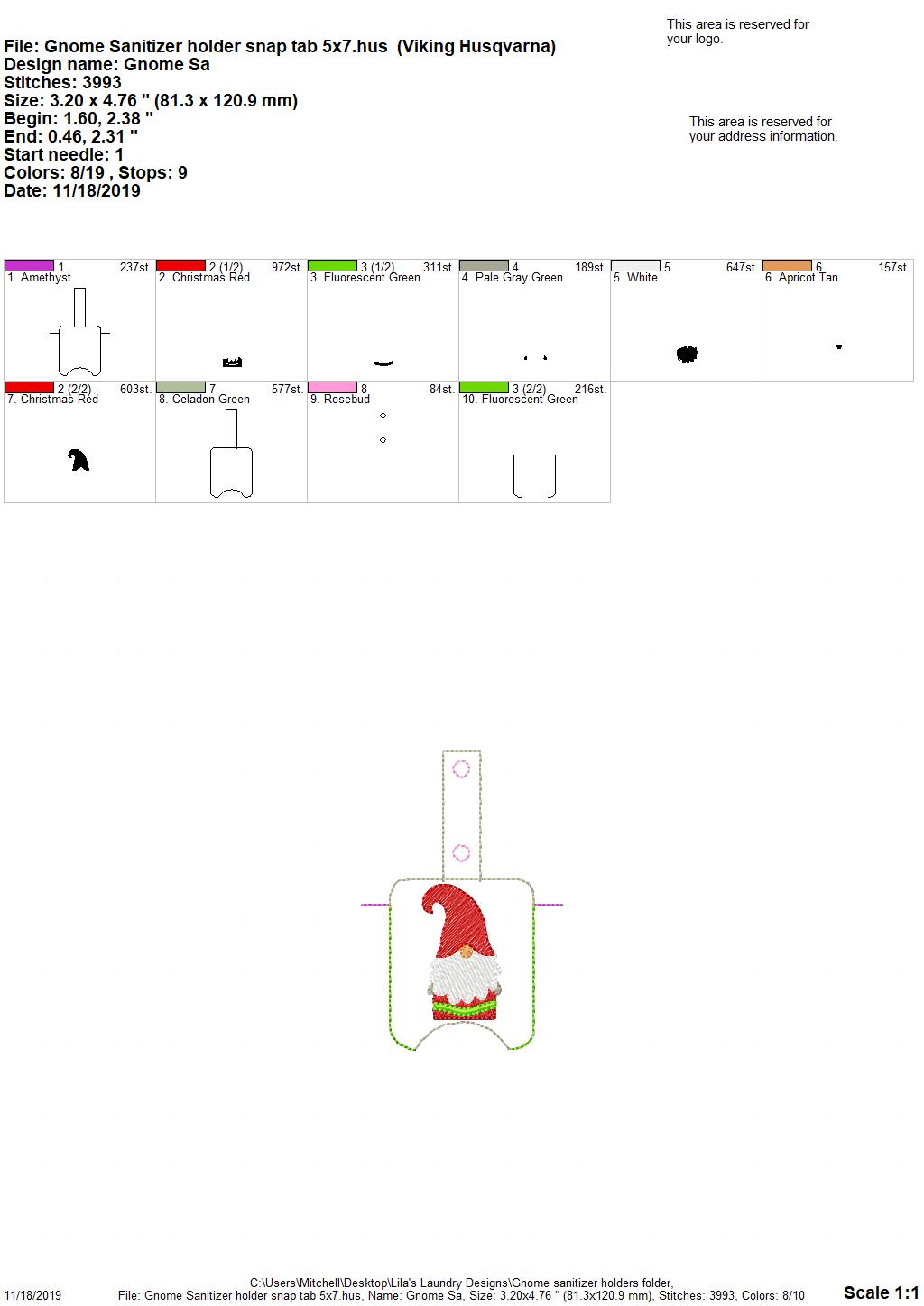 Gnome Sanitizer Holders - DIGITAL Embroidery DESIGN