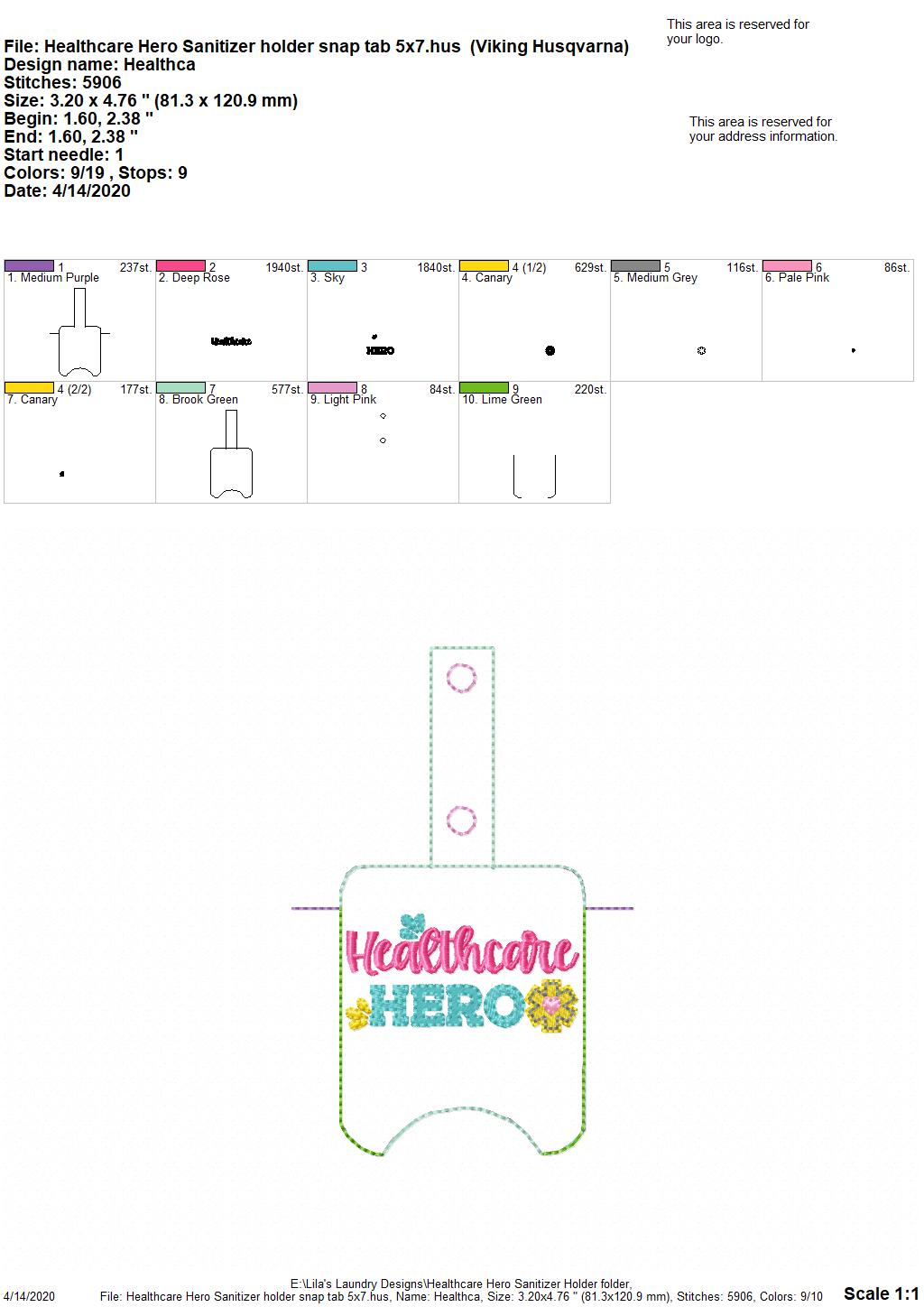 Healthcare Hero Sanitizer Holders - DIGITAL Embroidery DESIGN