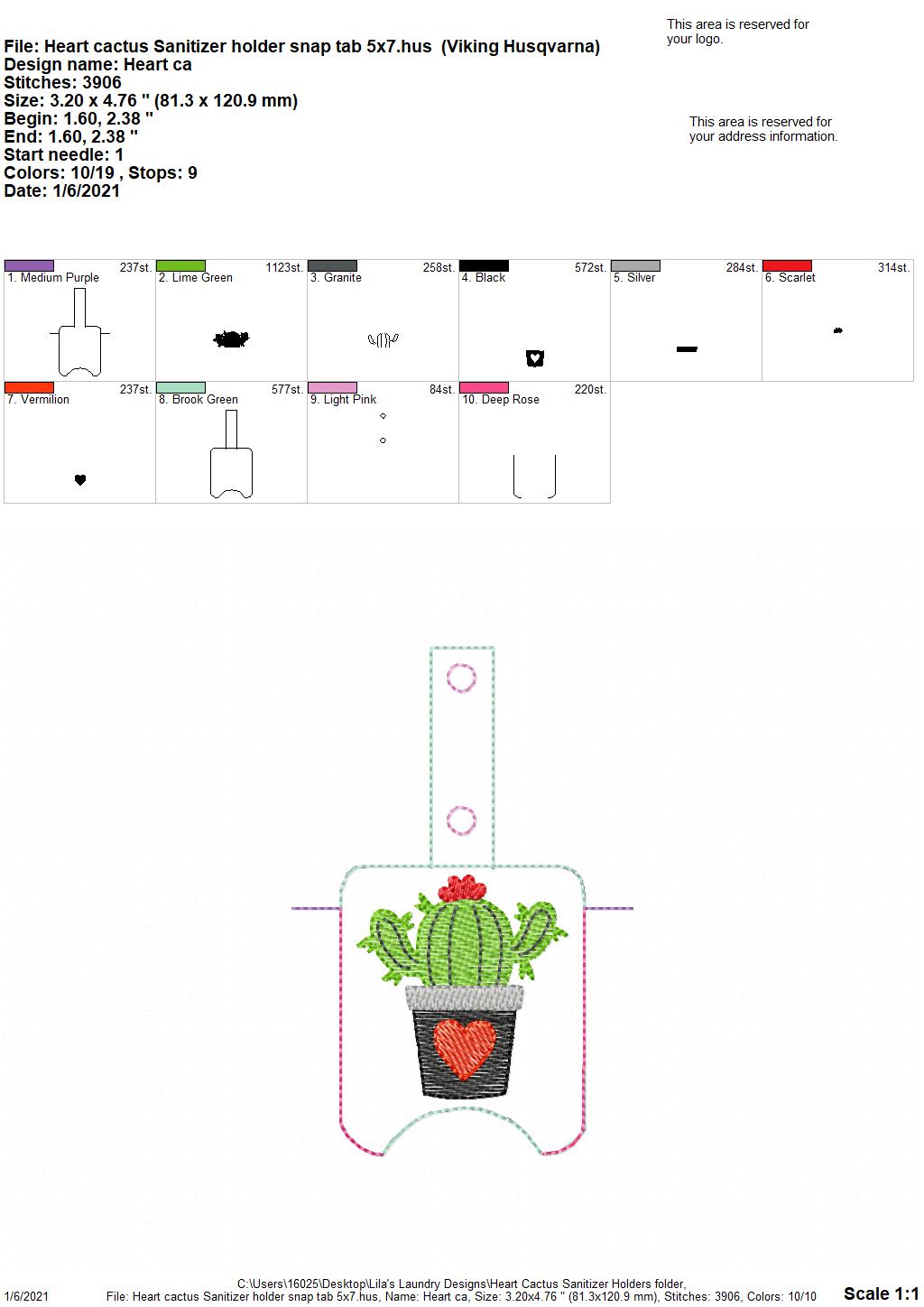 Heart Cactus Sanitizer Holders - DIGITAL Embroidery DESIGN