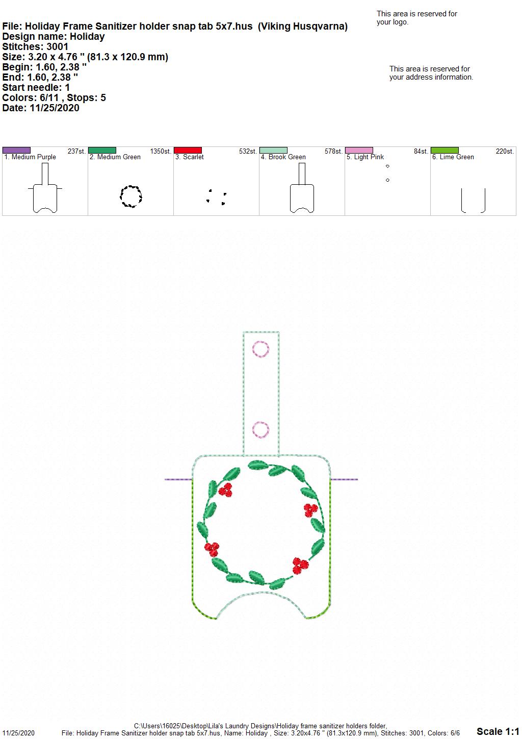 Holiday Frame Sanitizer Holders - DIGITAL Embroidery DESIGN