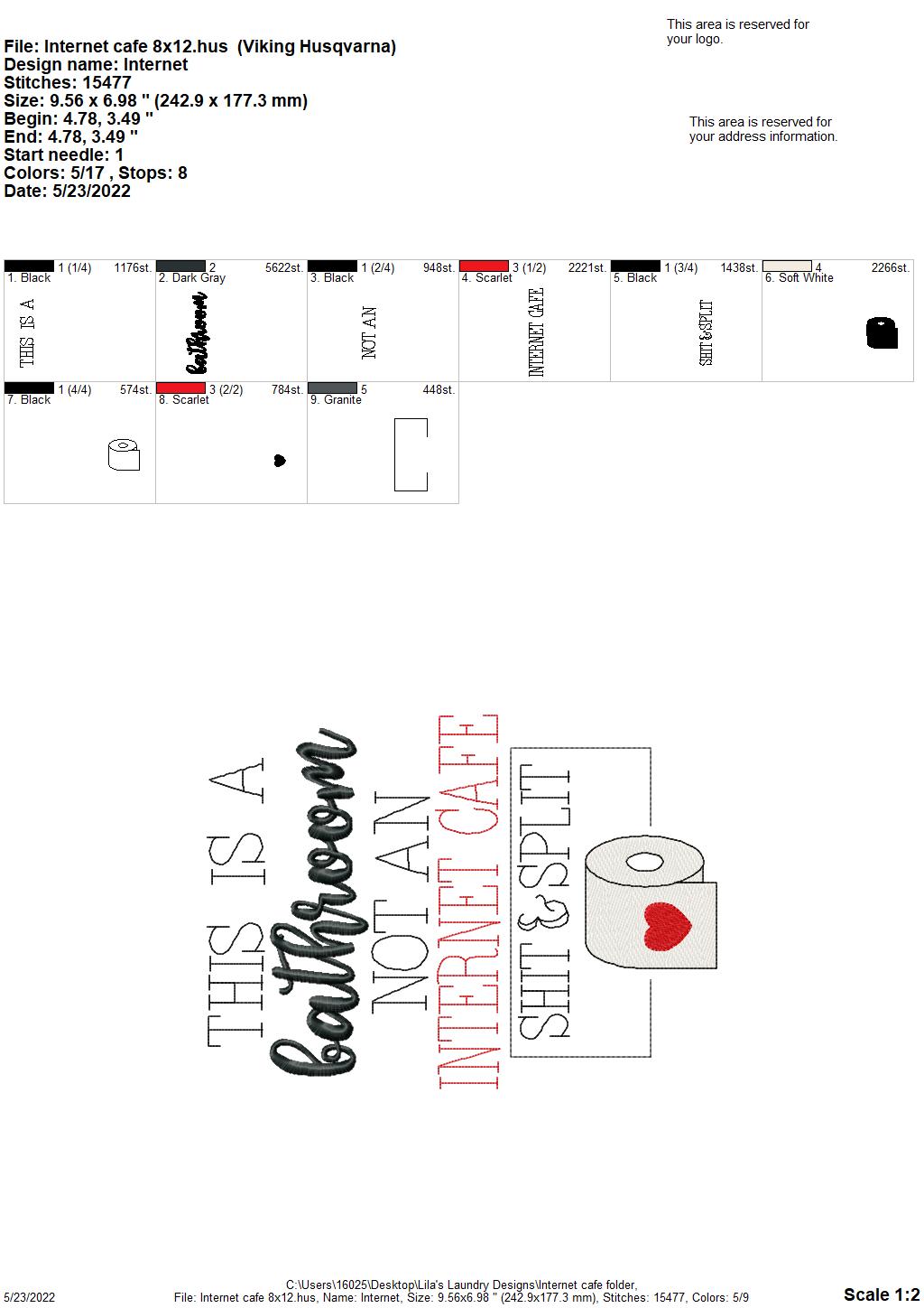Internet Cafe - 4 sizes- Digital Embroidery Design