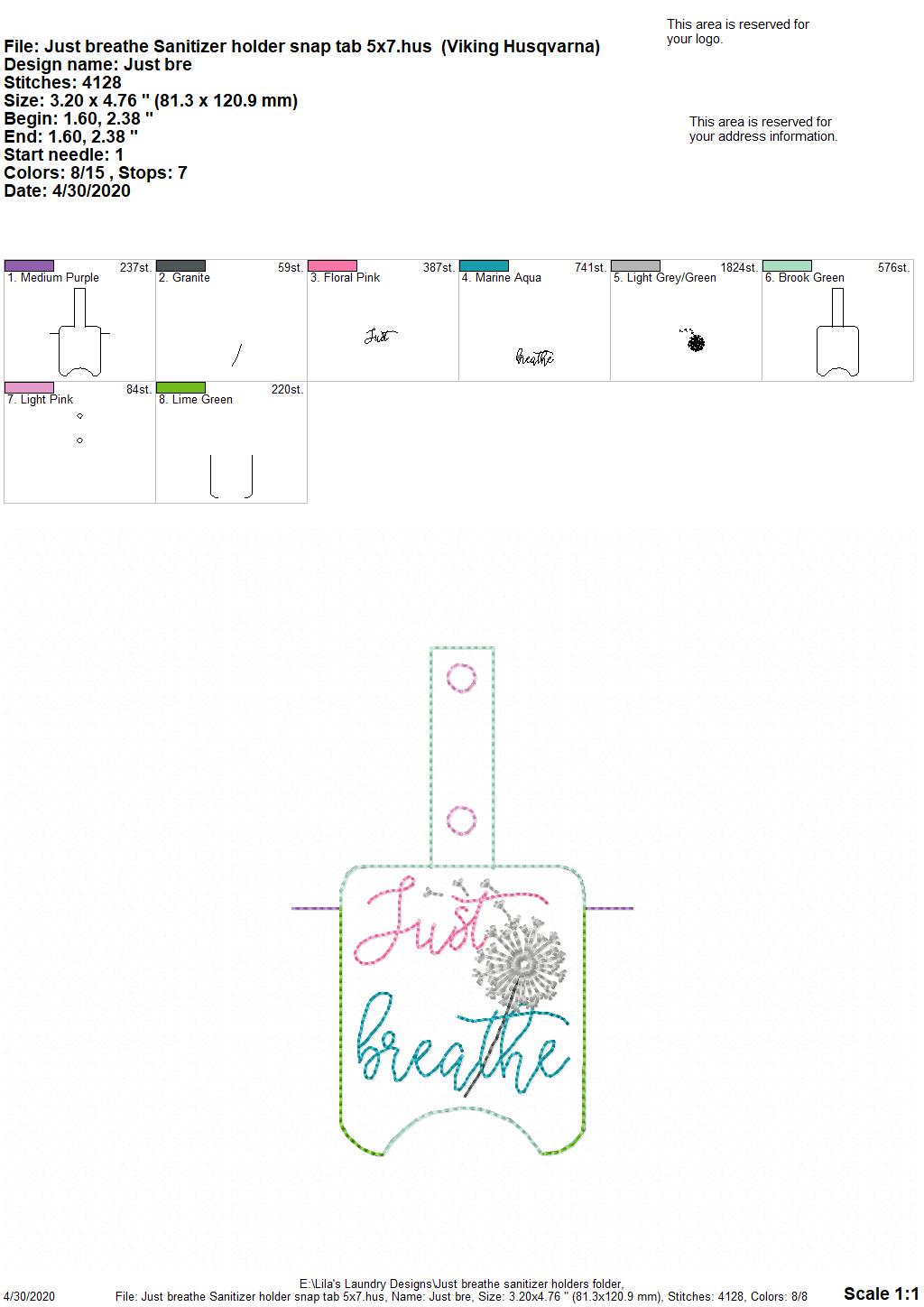 Just Breathe Sanitizer Holders - DIGITAL Embroidery DESIGN