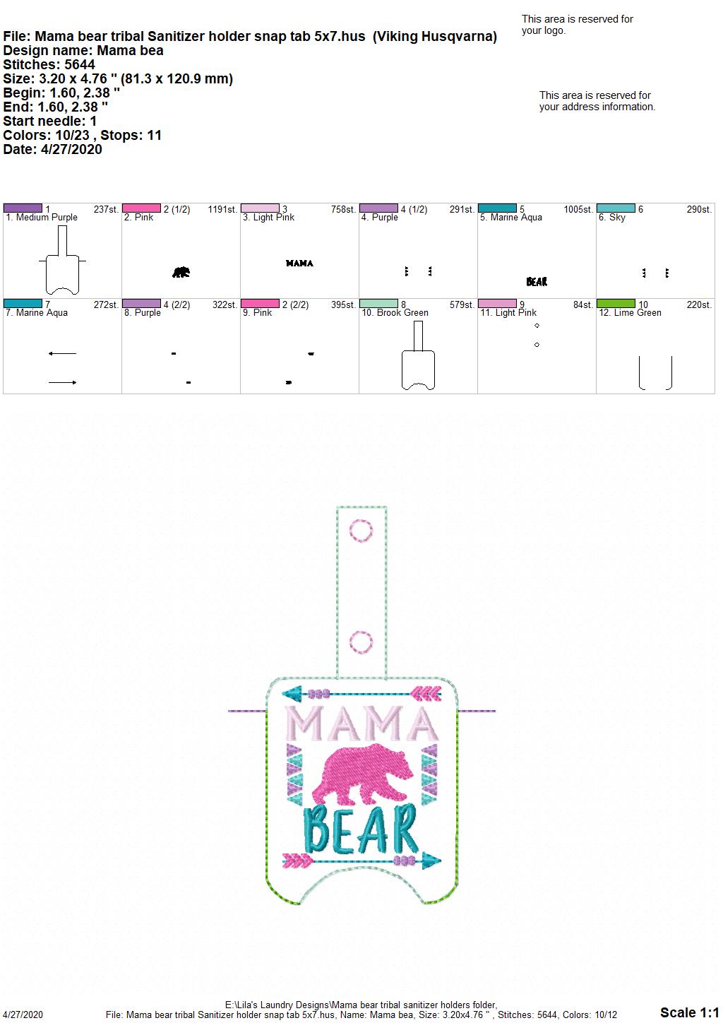 Mama Bear Tribal Sanitizer Holders - DIGITAL Embroidery DESIGN