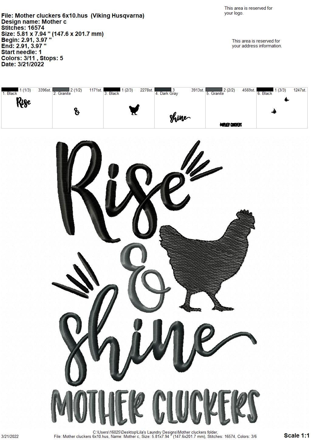 Mother Cluckers - 2 sizes- Digital Embroidery Design