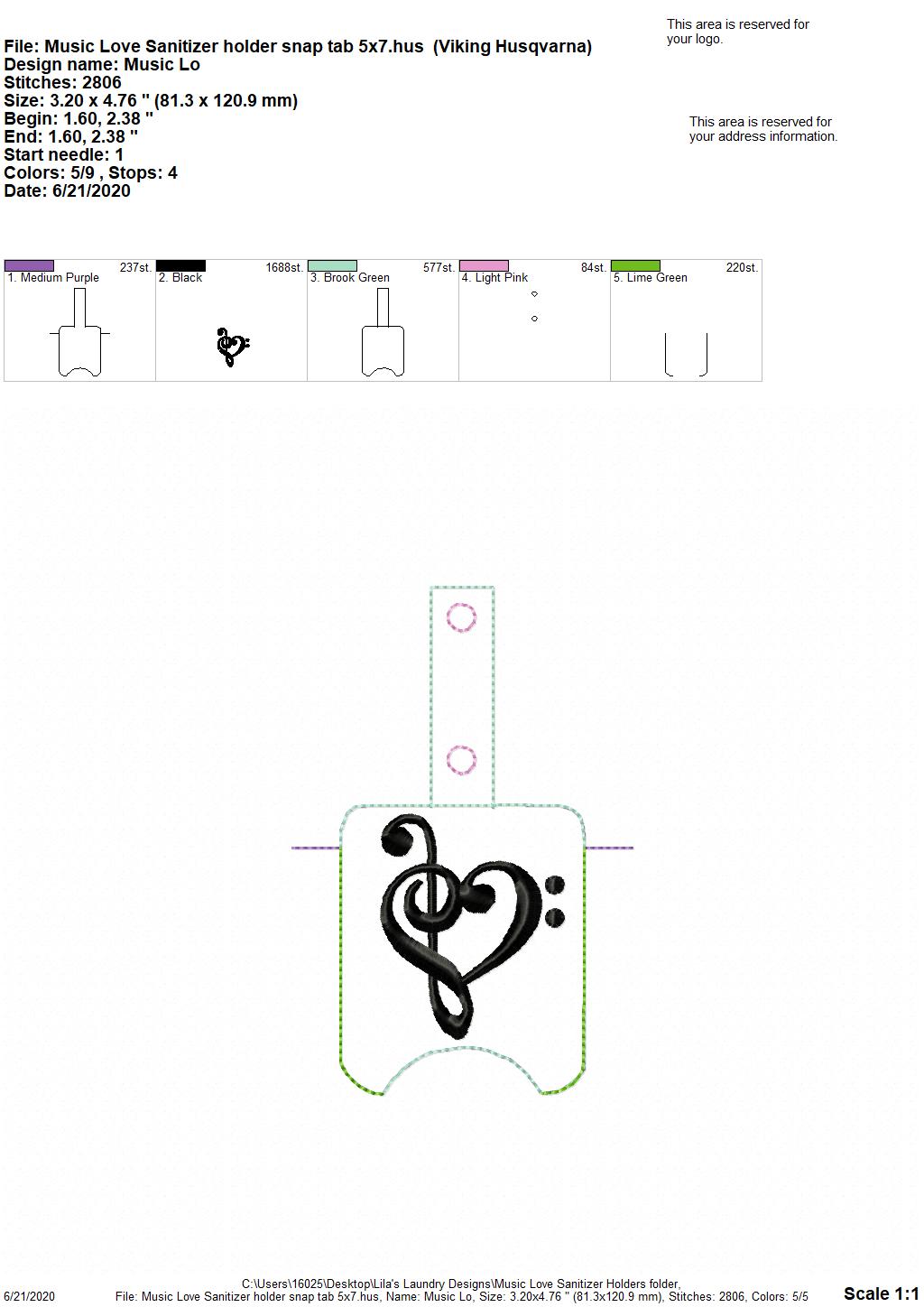 Music Love Sanitizer Holders - DIGITAL Embroidery DESIGN