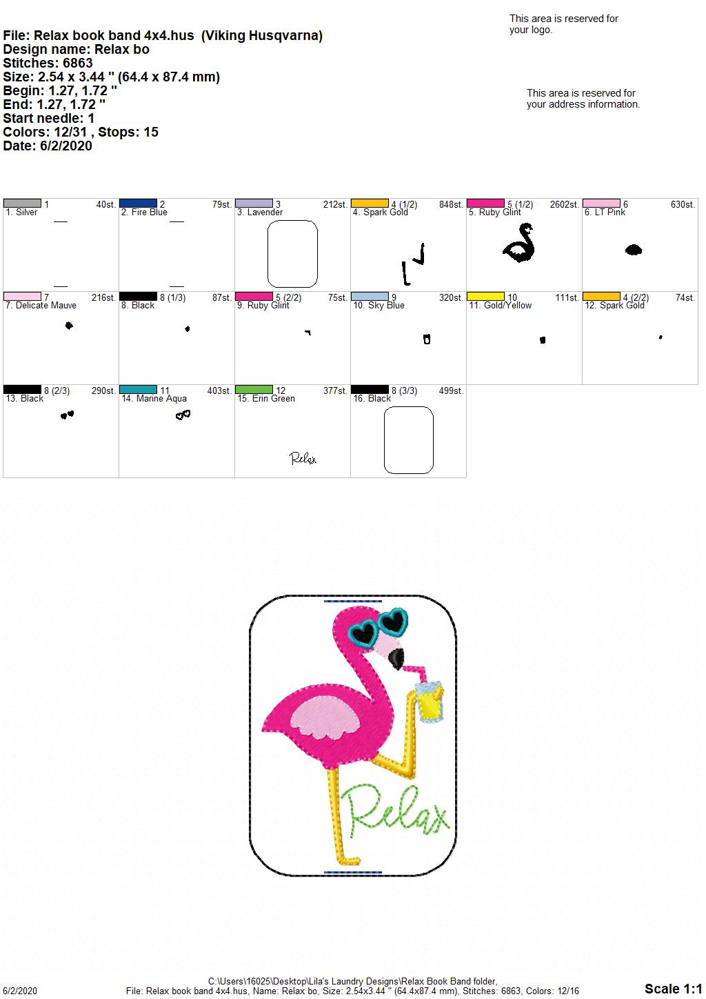 Relax Book Band - Digital Embroidery Design