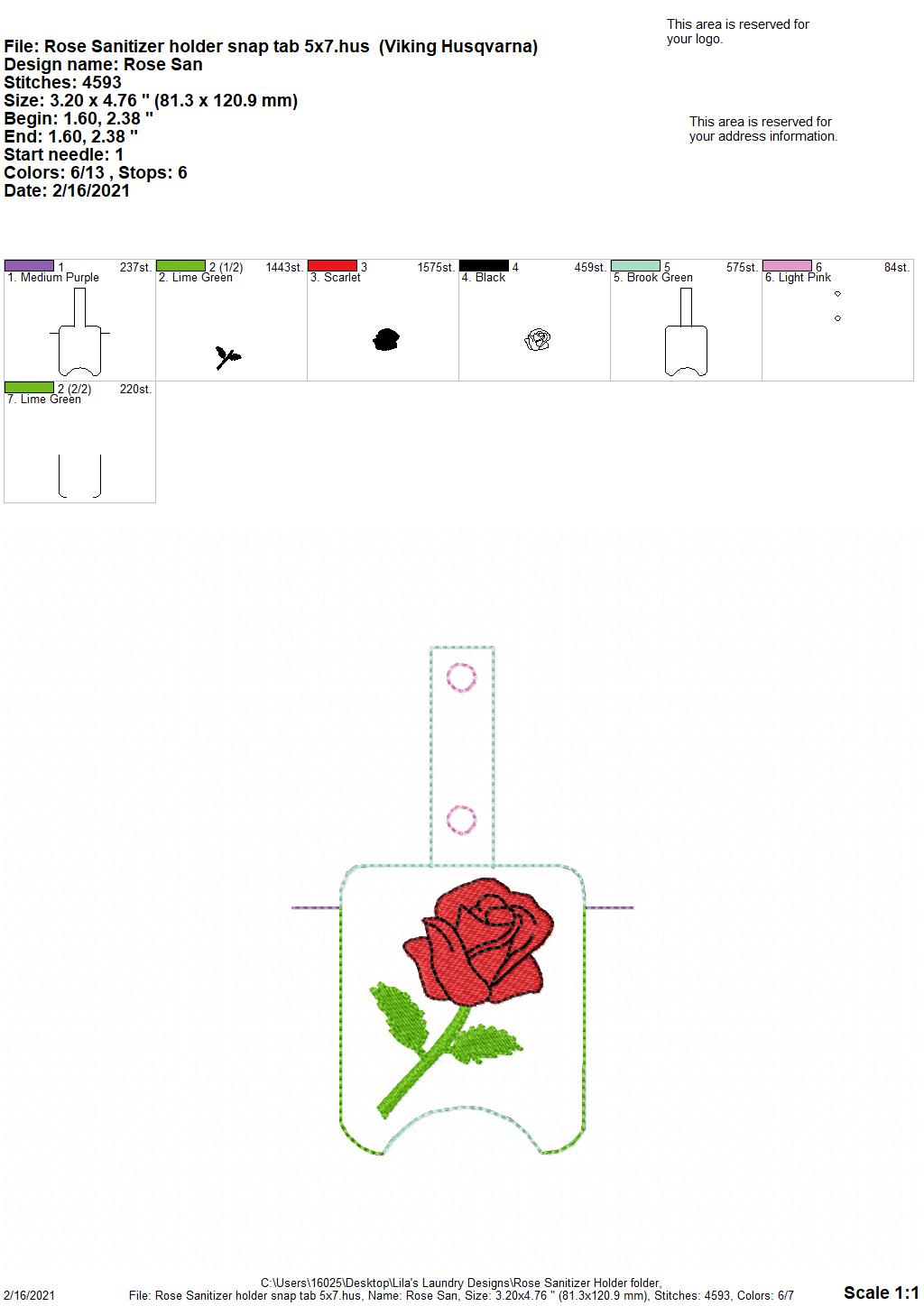 Rose Sanitizer Holders - DIGITAL Embroidery DESIGN