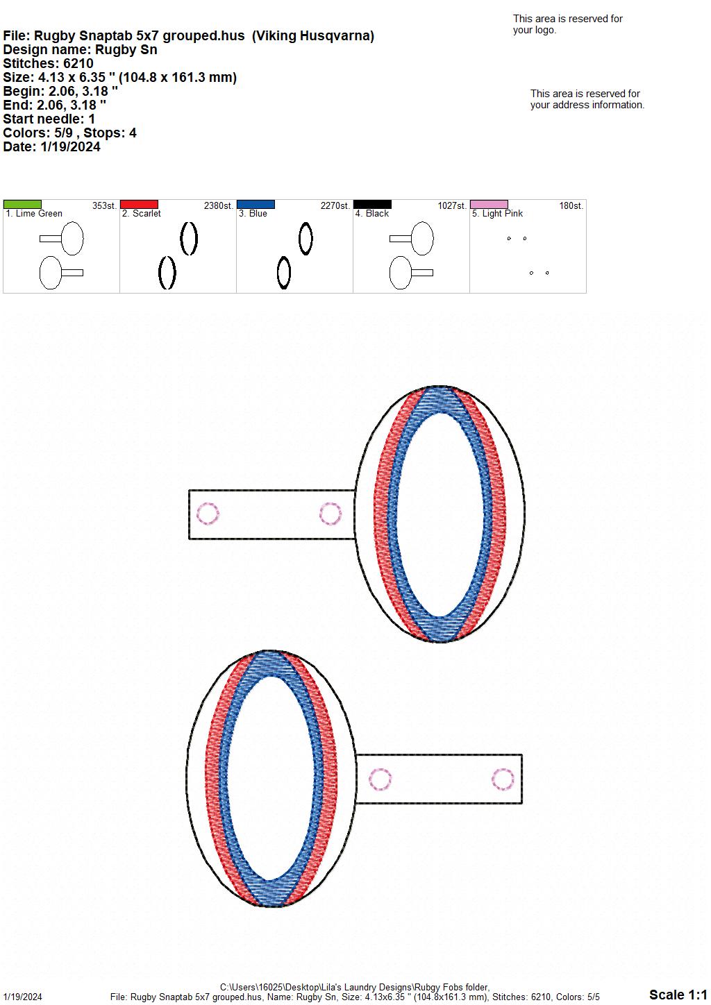 Rugby Key Fobs - 2 Styles Included - DIGITAL Embroidery DESIGN