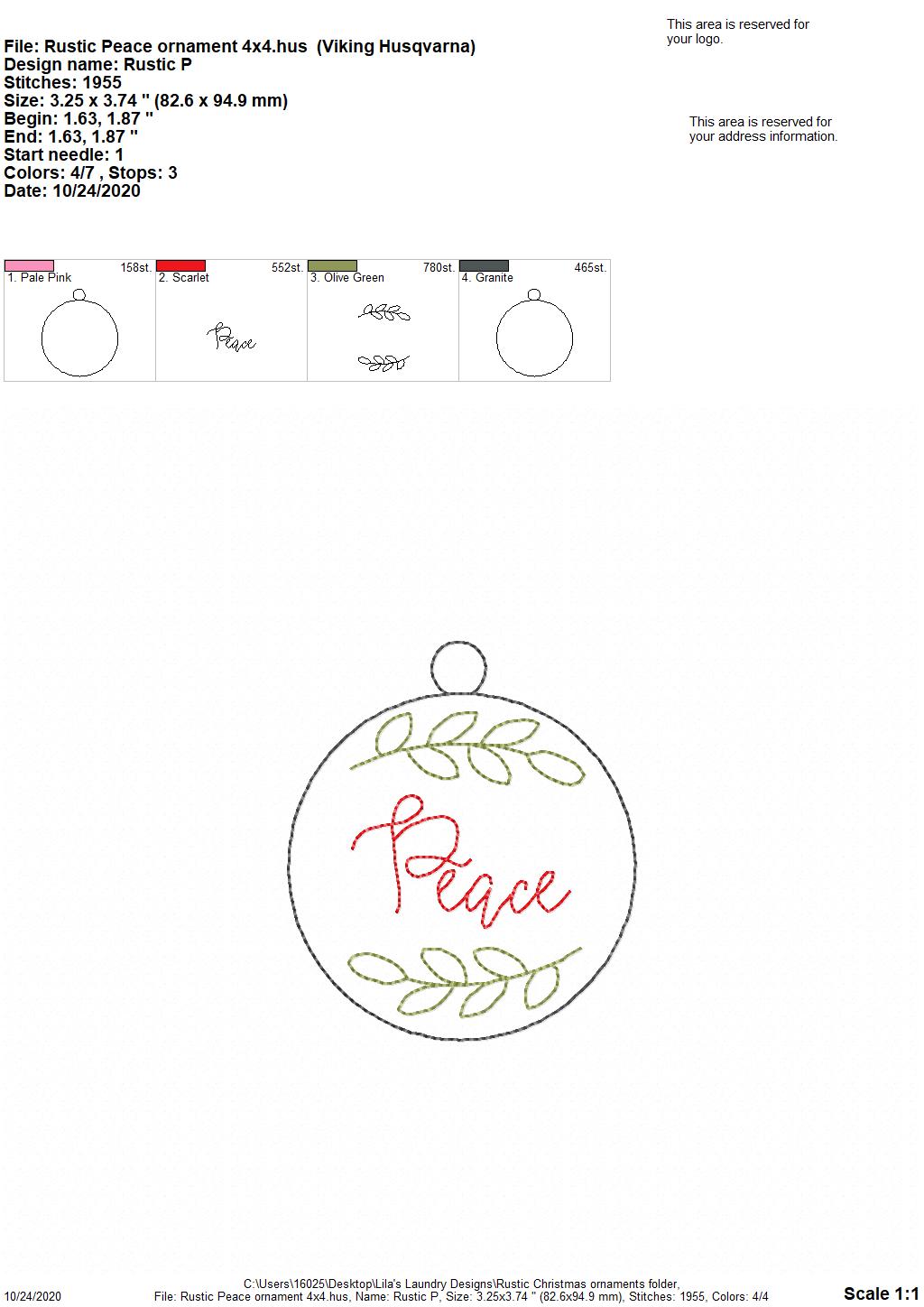 Rustic Christmas Ornament Set - Digital File - Embroidery Design